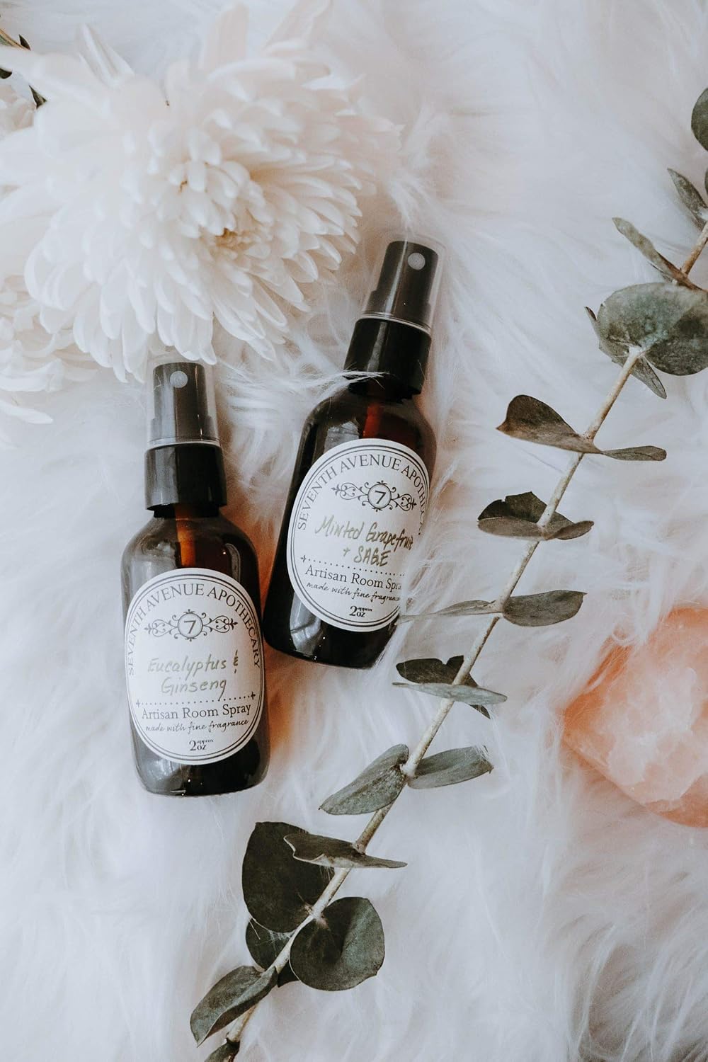Fragrant Room Spray - Frasier Fir + Thyme - Amber Glass Bottle with Fine Mist Sprayer - Hand Poured in the USA by Seventh Avenue Apothecary