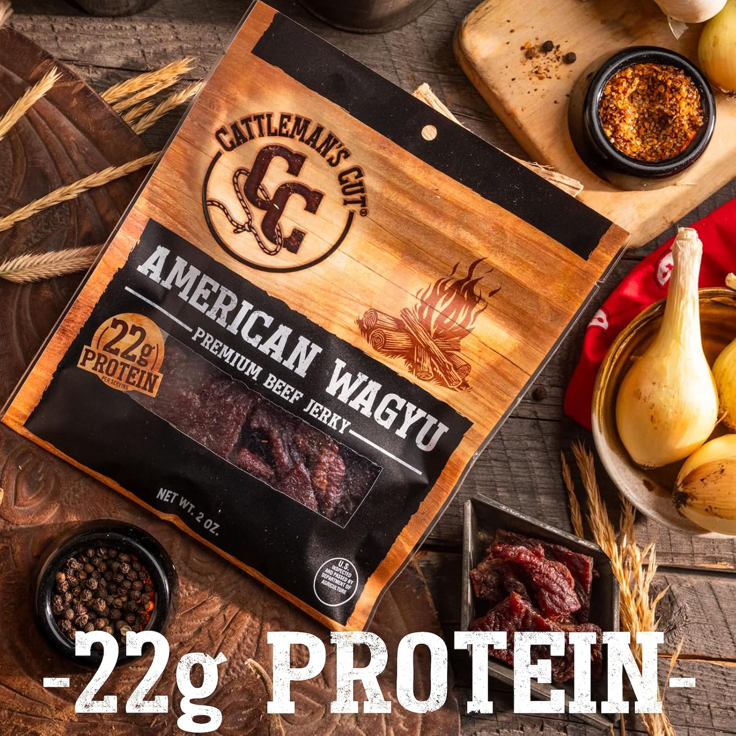 Cattleman's Cut Original Beef Jerky, Premium Marinated Steak High Protein Meat Snacks, Keto Friendly, Gluten Free, Carnivore Travel Snack, Resealable Bag, 10 Ounces