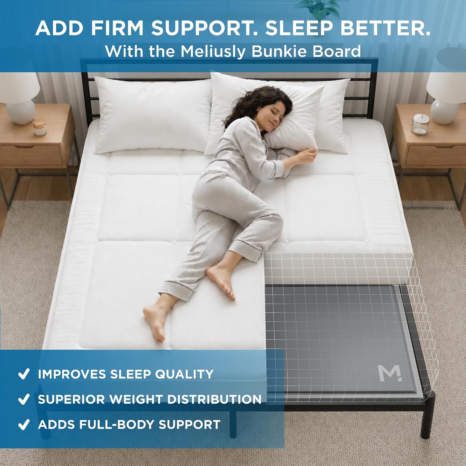 Original Bunkie Board Full Size (54x75) - Under Bed Support | Non-Slip Breathable Bed Support Board for Slatted Bed Frame, Anti-Sag, Noise Minimizing Moisture Resistant Bed Board