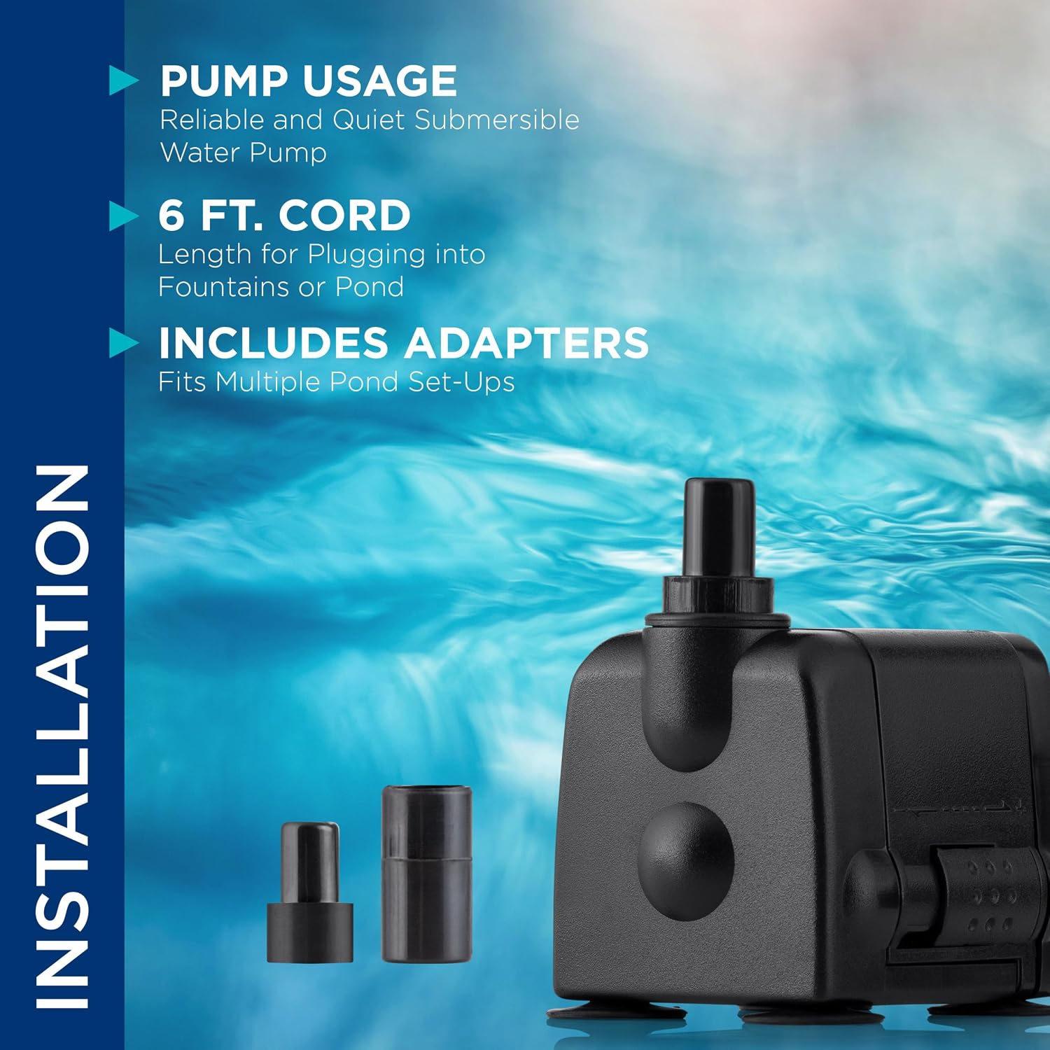 Alpine Corporation Outdoor Decor Power Head Pump for Small to Medium Fountains, Statuary, and Birdbaths with Moving Water