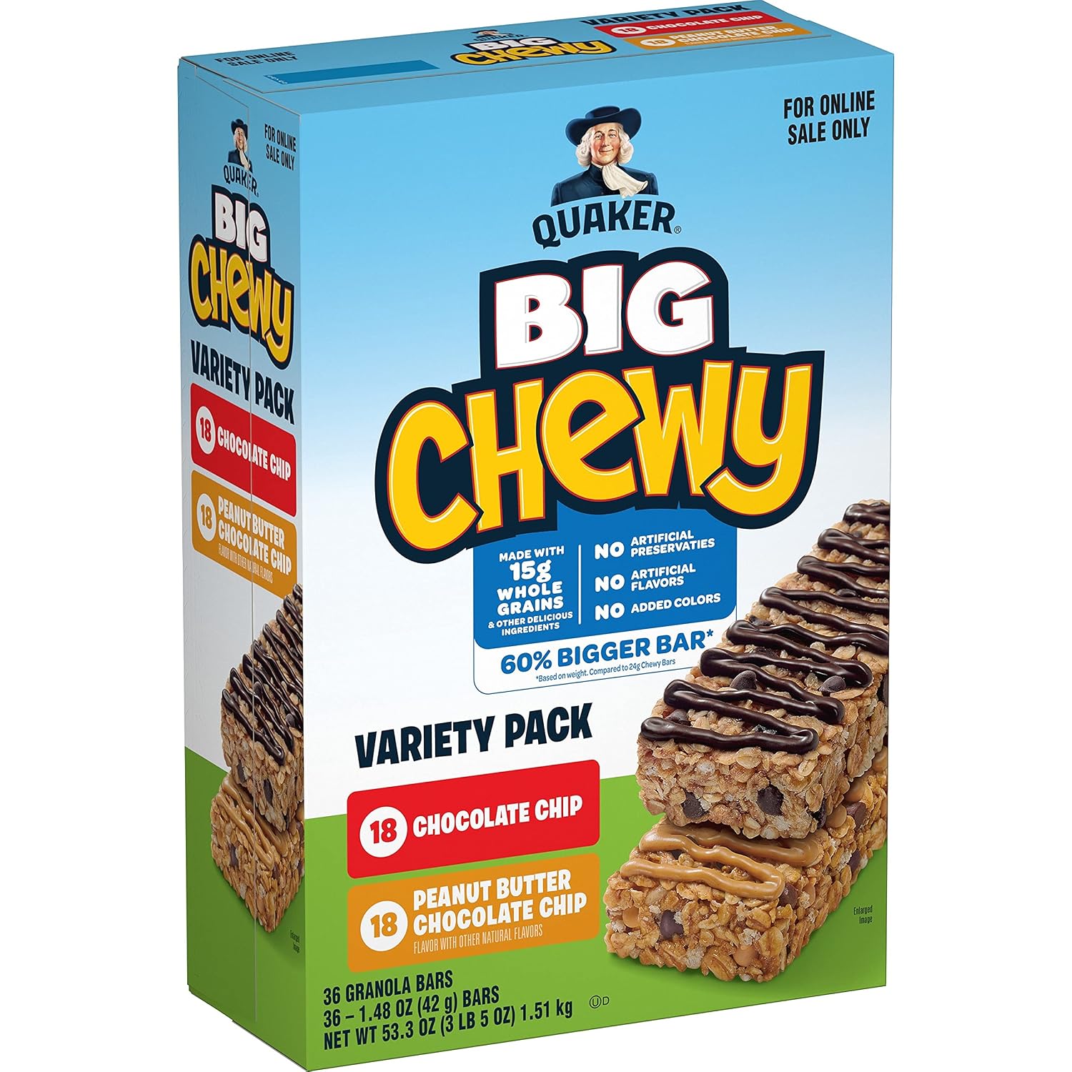Quaker Chewy Granola Bars, Chocolate Chip, 58 Count - Packaging May Vary