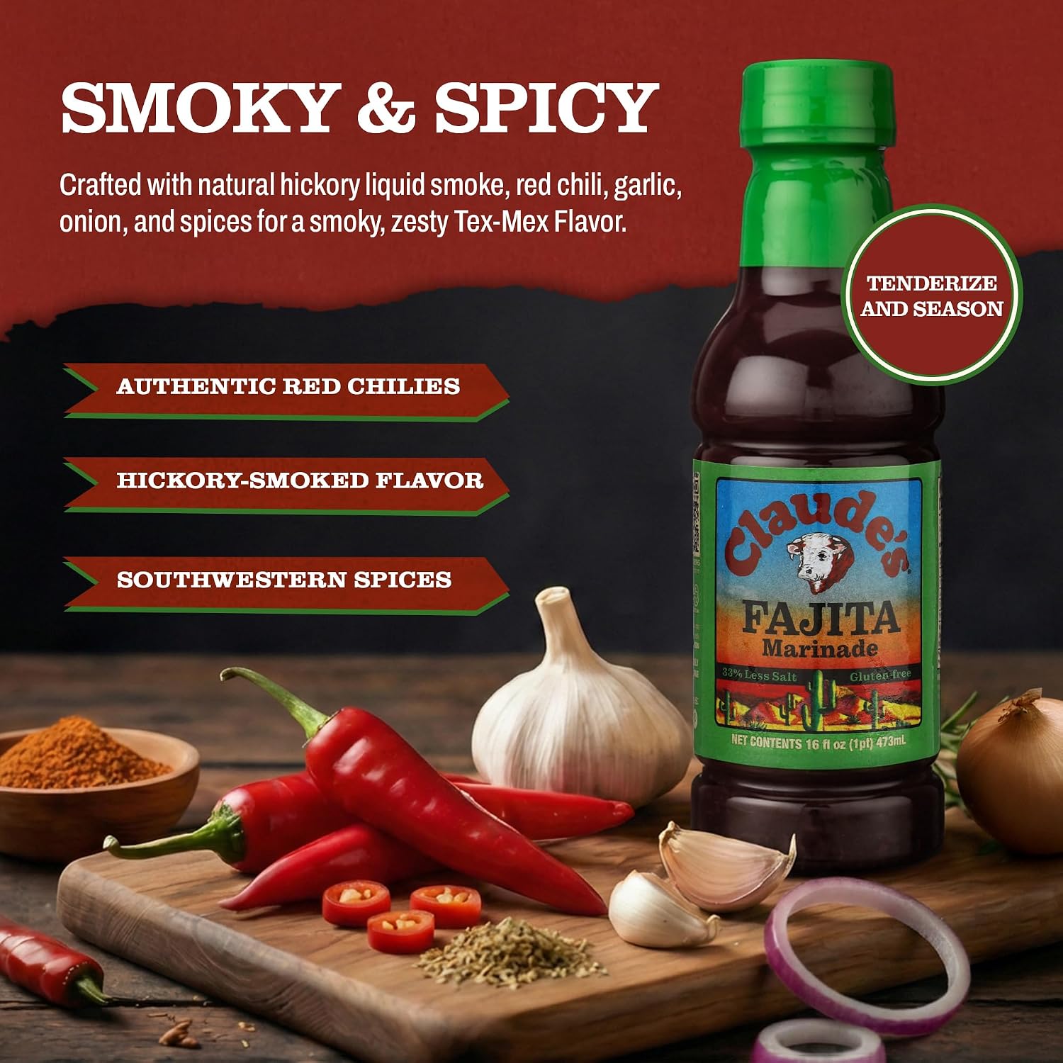 Claude's BBQ Brisket Marinade Sauce, Gluten Free Texas Style, 128 oz | Restaurant-size gallon of smoky Texas tenderizing brisket marinade - all natural & gluten free.
