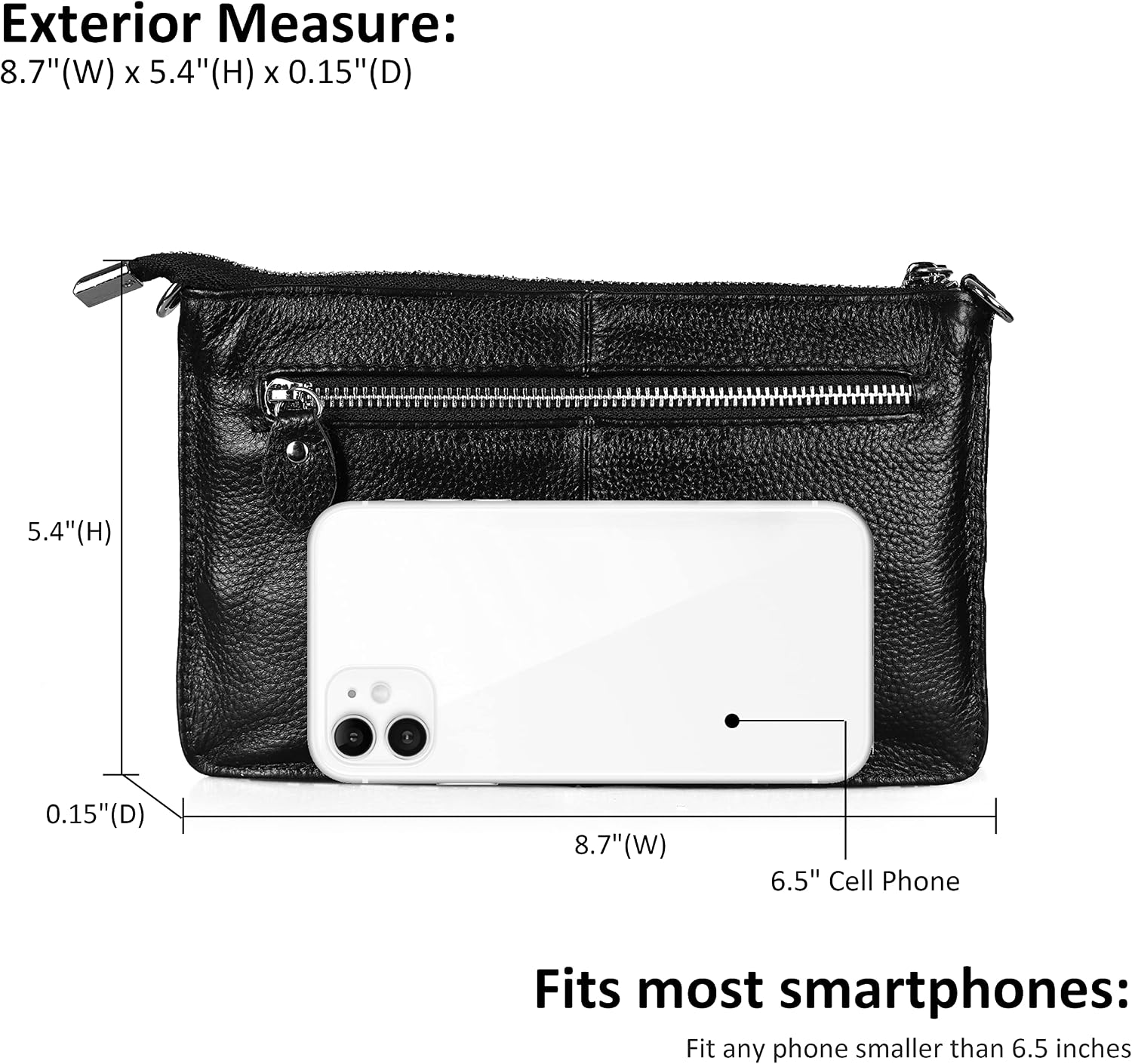 befen Genuine Leather Small Crossbody Bags for Women Wristlet Wallet Purses | Real Leather, RFID Blocking Card Slots, Wristlet Strap, Clutch Purse, Fit iPhone 17 Pro Max, Leather Handbags