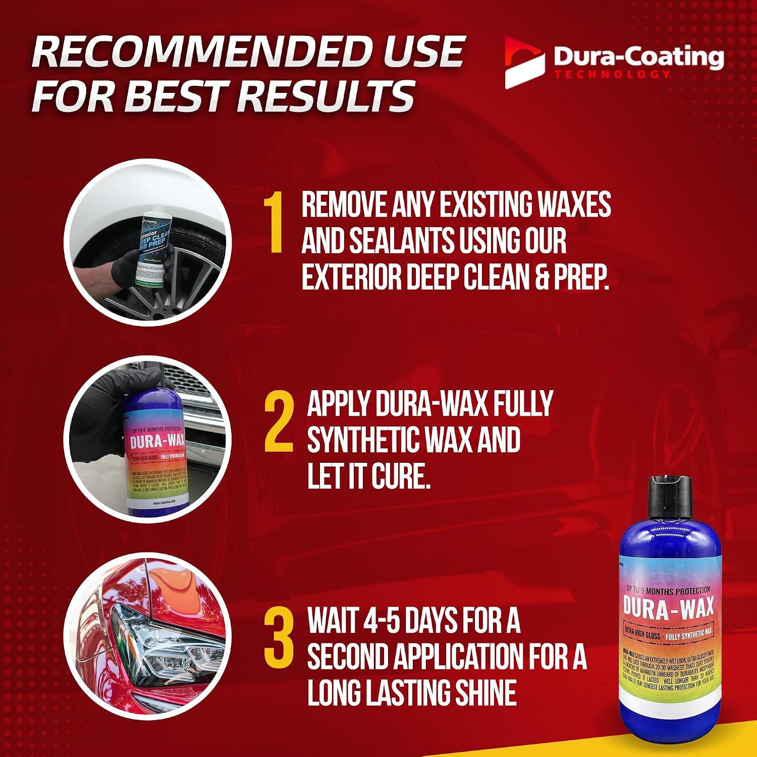 Dura-Coating Dura-Wax Fully Synthetic Wax Sealant - Advanced Enhanced Layer Car Shine & Protection for Ultra Slick