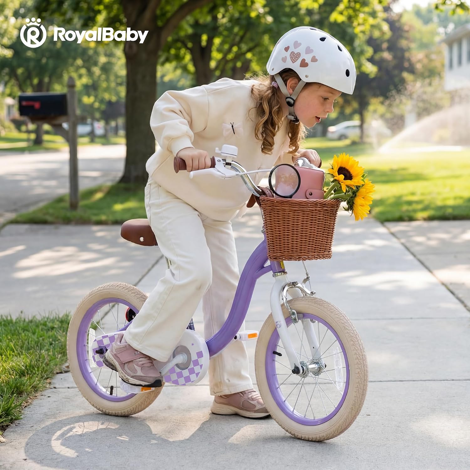 RoyalBaby Girls Bike Belle EZ Kids Bike, Balance and Pedal Bicycle, 14 16 18 Inch Wheel for Age 3-8 Years Toddlers to Big Kids, Pink & Purple