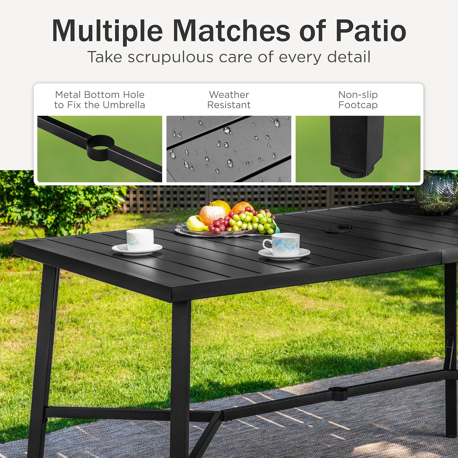 PHI VILLA Outdoor Bar Set 3 PCS Patio Bistro Table & Swivel Stools