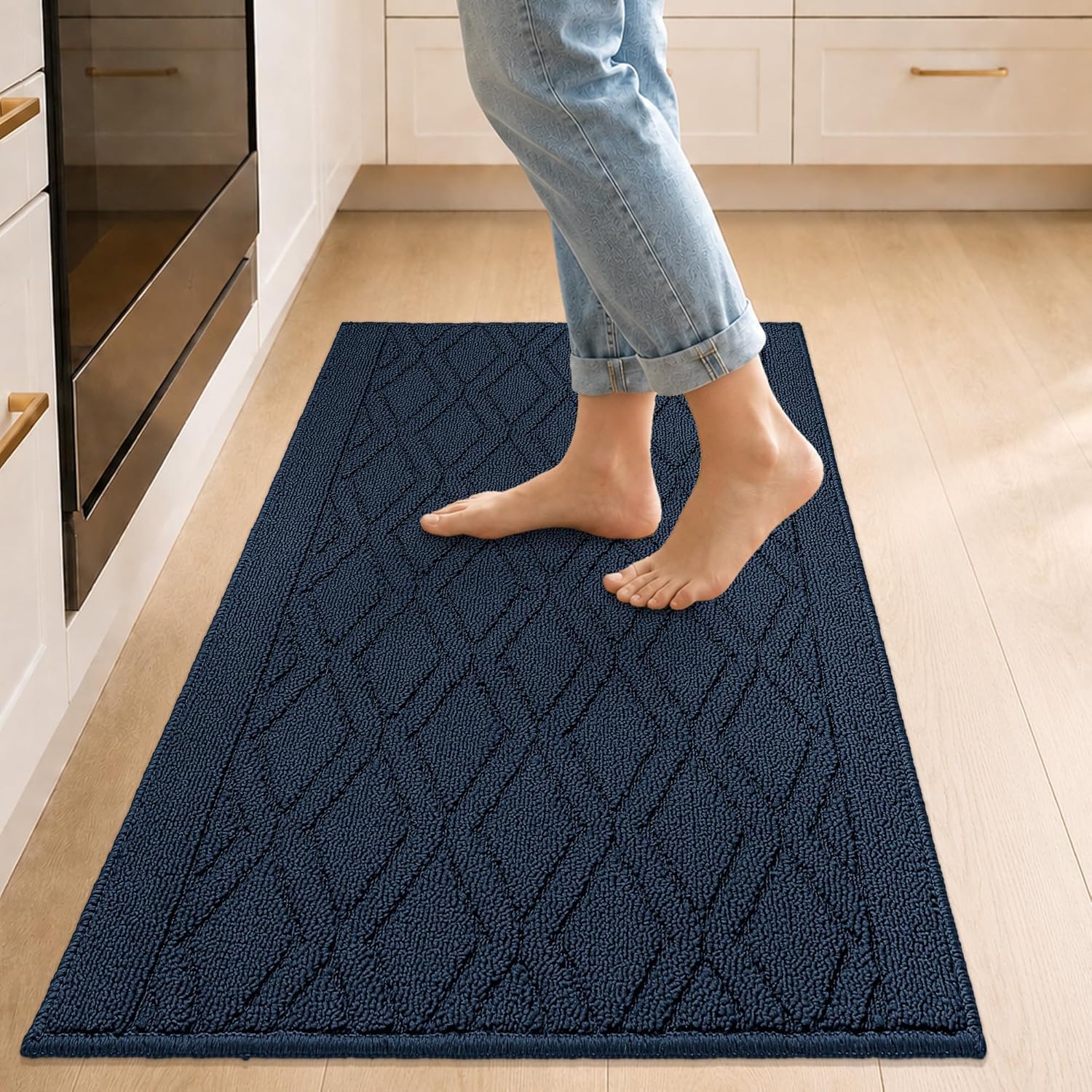 COSY HOMEER 48x20Inch/30X20Inch Kitchen Rug Mats,Grey