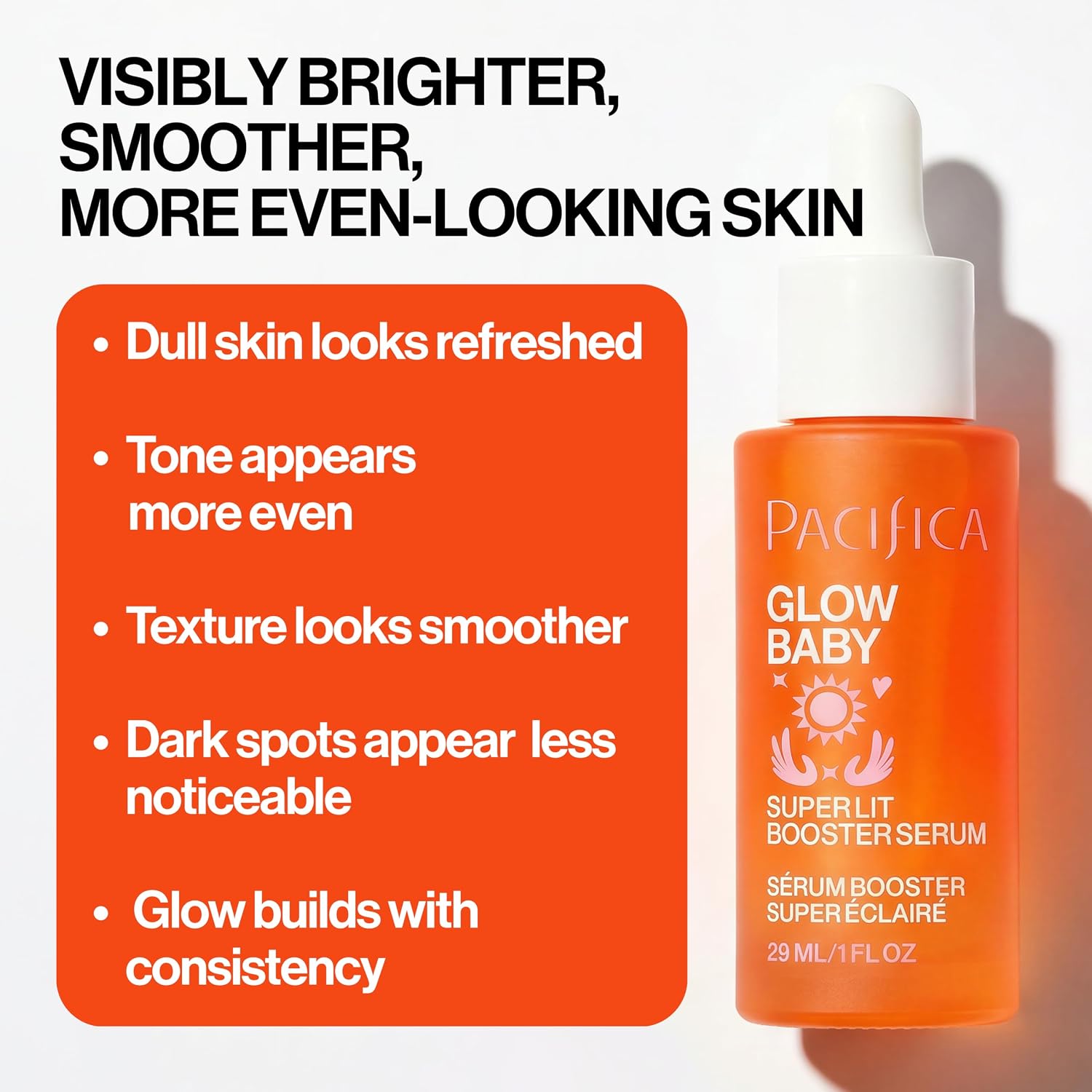 Pacifica Vitamin C Serum for Face – Glow Baby Brightening Facial Serum with Glycolic Acid – Vitamin C Booster Skin Care, Dark Spot Corrector, Vegan Skincare for Glowing Skin, Dermatologist Tested
