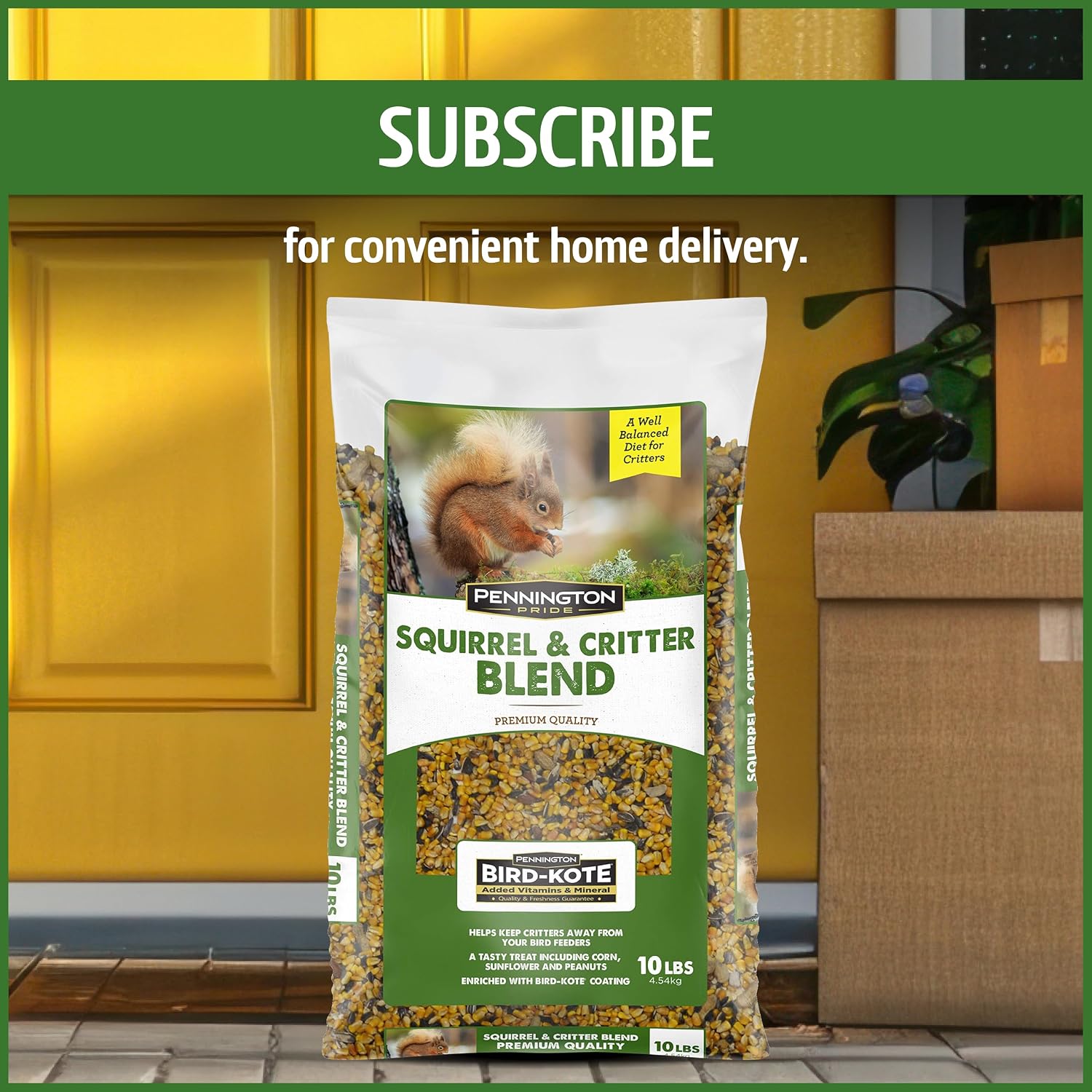 Pennington Squirrel & Critter Blend with Sunflower, Corn & in Shell Peanuts | 10-lb bag, Corn, sunflower seeds