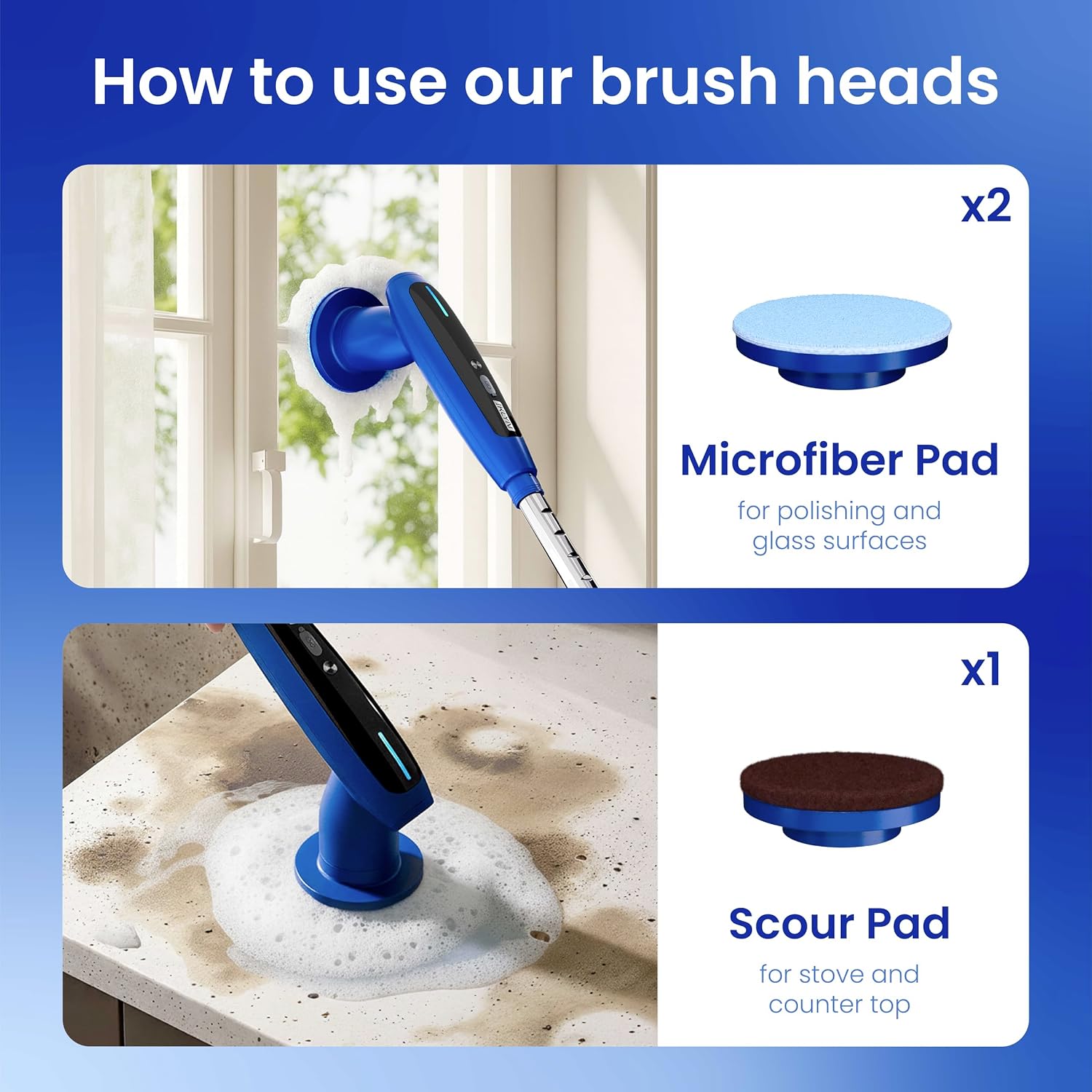 2026 Upgraded Electric Spin Scrubber: 120 Min Runtime, IPX7 Waterproof Cordless Power Scrubber, Adjustable Extension Handle, 8 Heads