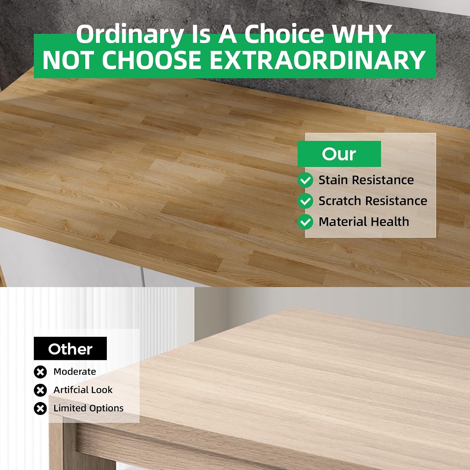 Butcher Block Countertop Wood Tabletop - 4FT Solid Birch Wood Table Top, Unfinished Hardwood Butcher Block Slab for Kitchen Countertops, Island, Desk Top, Workbench Top, Tabletop 50"x25"x1.5"