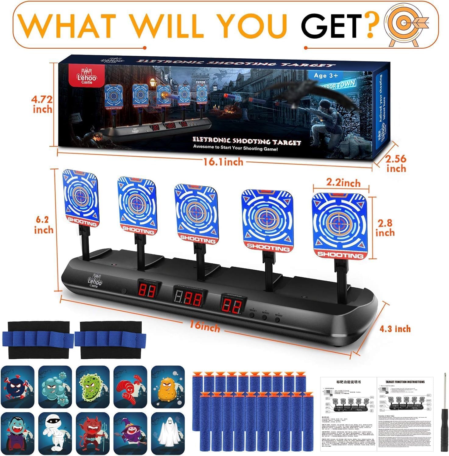 Lehoo Castle Shooting Targets for Nerf Guns, 5 Practice Targets for Kids