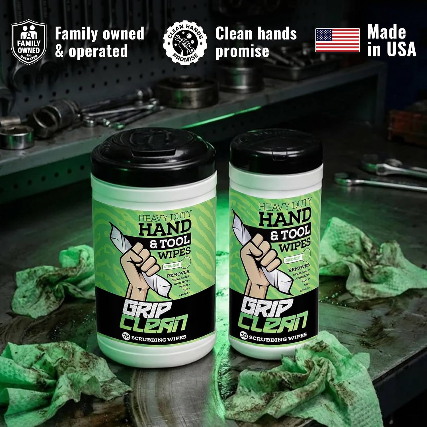 Heavy Duty Hand Cleaning Wipes, Tool Wipes, Waterless Mechanic Hand Cleaner