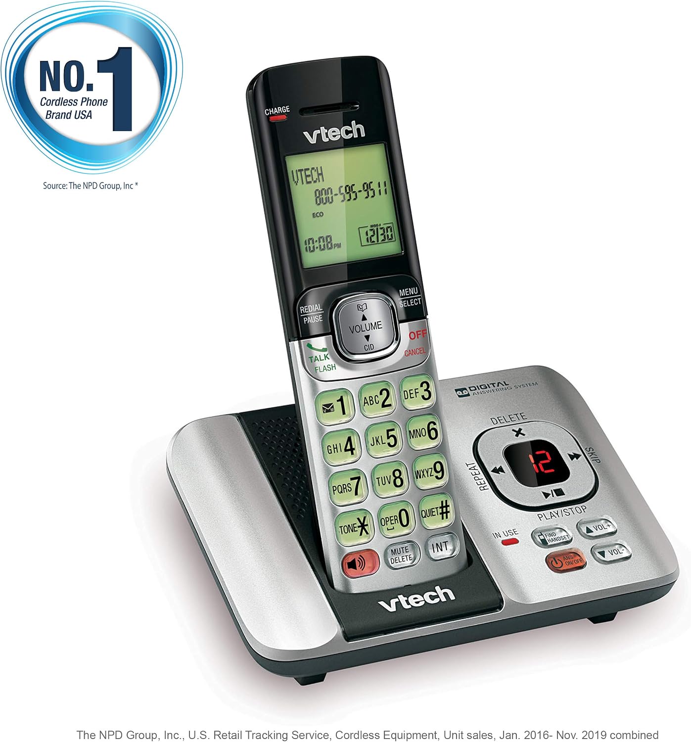 VTech CS6719-2 2-Handset Cordless Phone with Caller ID/Call Waiting, Handset Intercom & Backlit Display/Keypad, Silver