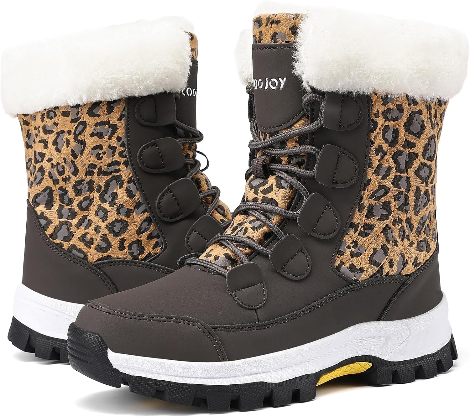 COOJOY Womens Waterproof Winter Snow Boots Warm Shoes Furry Mid Calf Lightweight Walking Hiking Booties