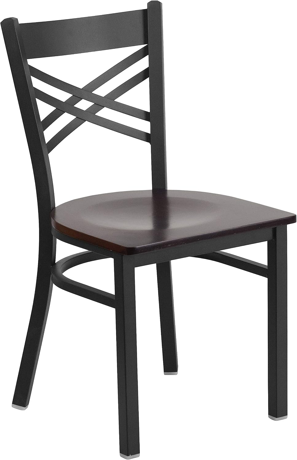 Flash Furniture Hercules Series "X" Back Metal Restaurant Chairs, Modern Upholstered Armless Dining Chairs for Restaurants/Kitchens, Set of 2, Black