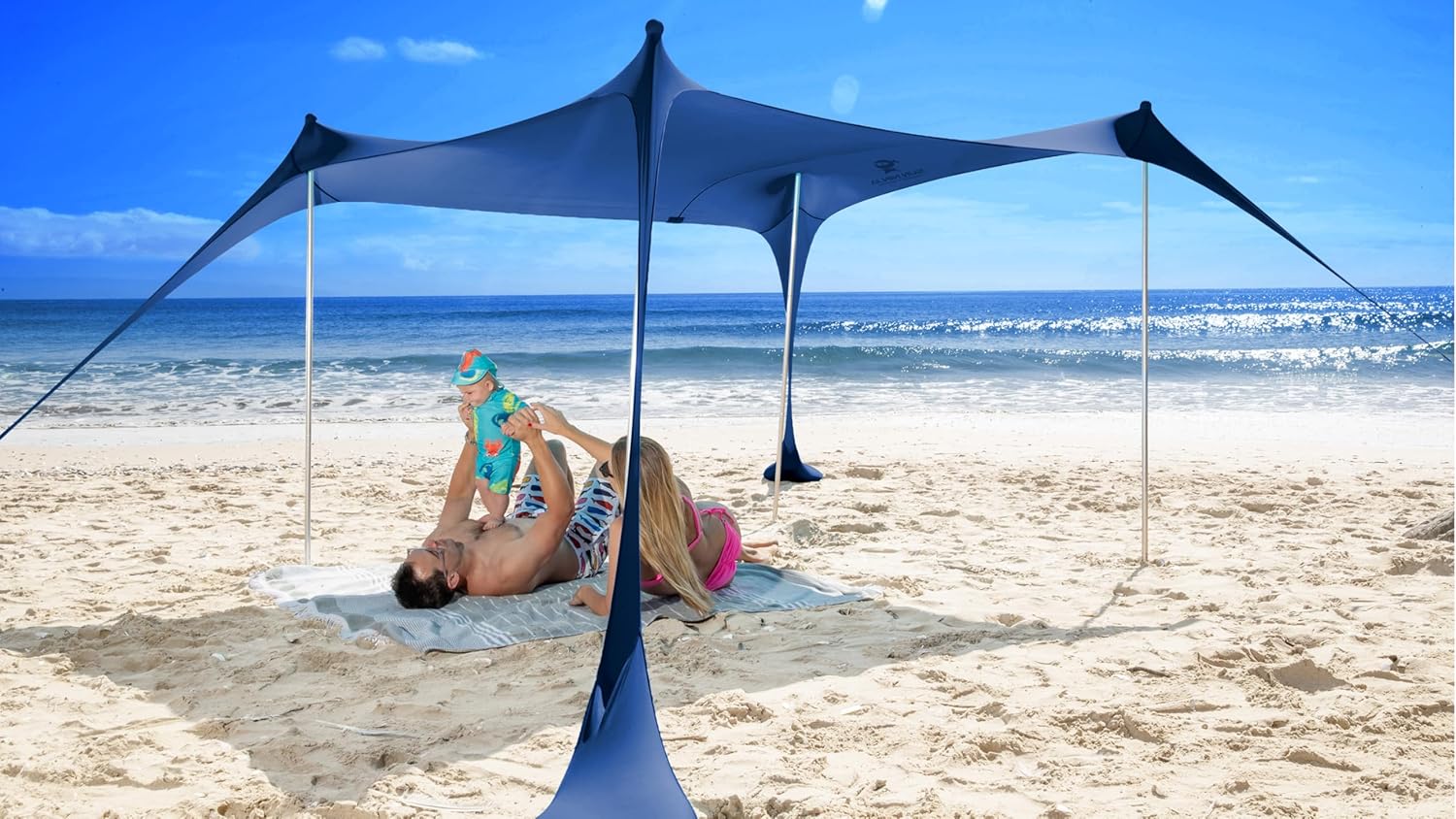 SUN NINJA Beach Tent Sun Shelter, Beach Shade Canopy with UPF50+ Protection
