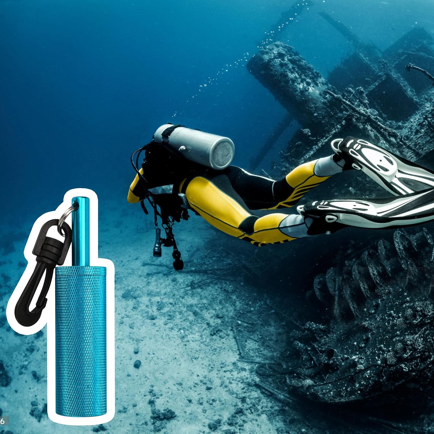 Scuba Rattle Stick Diving Safety Tank Signal Bell Shaker with Clip, Loud Underwater Sound Compact Design