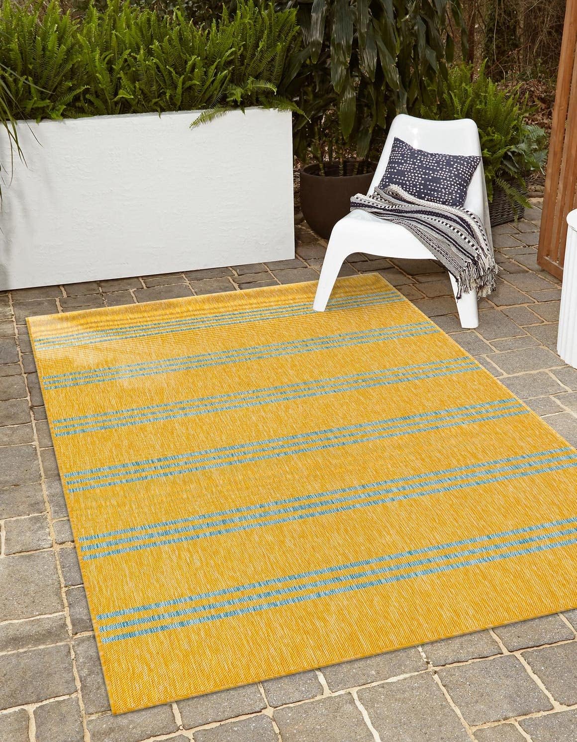 Unique Loom Outdoor Collection Area Rug - Anguilla (9' x 12' Rectangle, Blue/ Ivory)