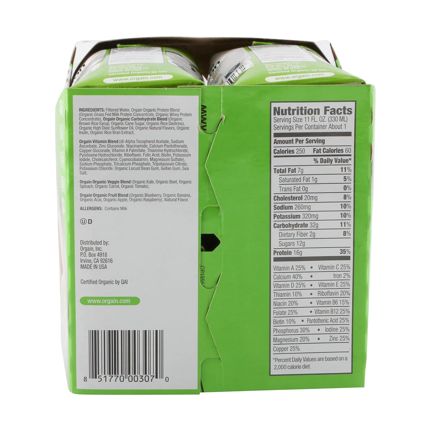ORGAIN Organic Creamy Chocolate Fudge Drink, 11 FZ