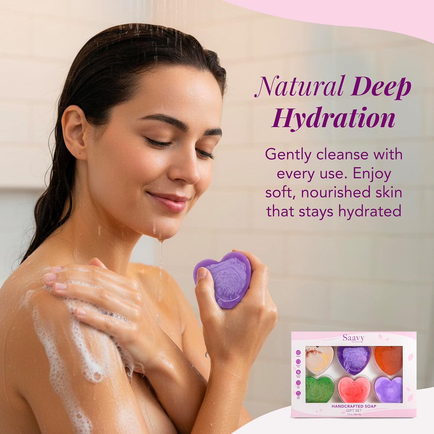 Saavy Naturals Hydrating & Purifying Mini Soap – Plant-Based, Nourishing & Moisturizing Bar Soap Gift Set for Men & Women – Mini Square Shaped Artisan Bar Soaps, 10 pack