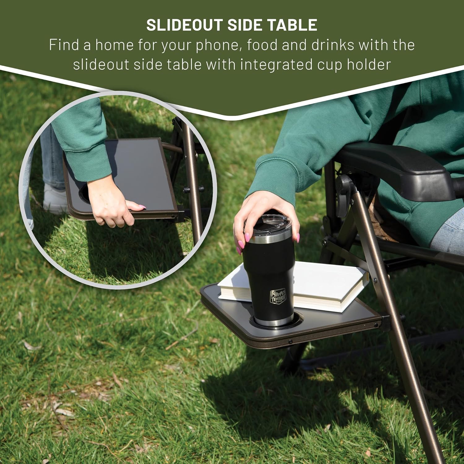 TIMBER RIDGE Zero Gravity Chairs, Folding Recliner Chair Padded with Cup Holder and Headrest