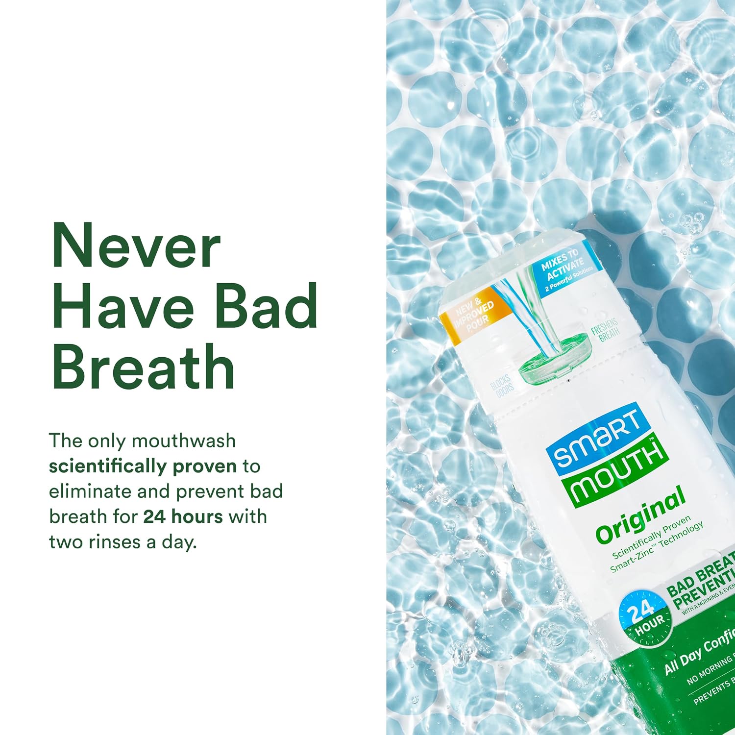 SmartMouth Original & Clinical Zinc Activated Mouthwash Bundle - All-Day Bad Breath Prevention & Healthy Gum Support - Instant Fresh Breath - Sugar