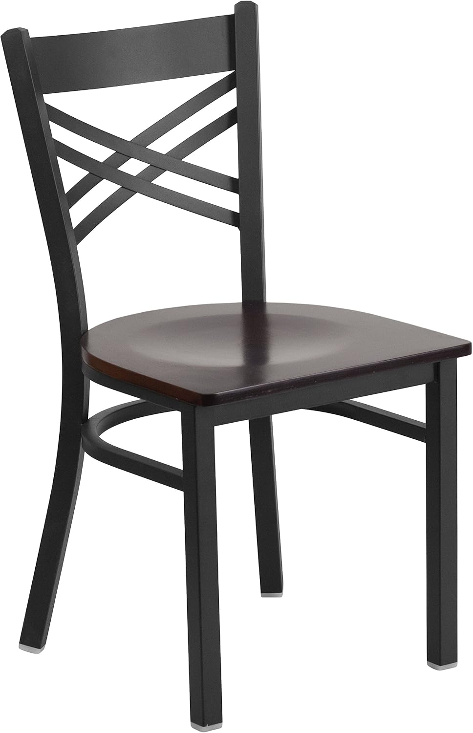 Flash Furniture Hercules Series "X" Back Metal Restaurant Chairs, Modern Upholstered Armless Dining Chairs for Restaurants/Kitchens, Set of 2, Black