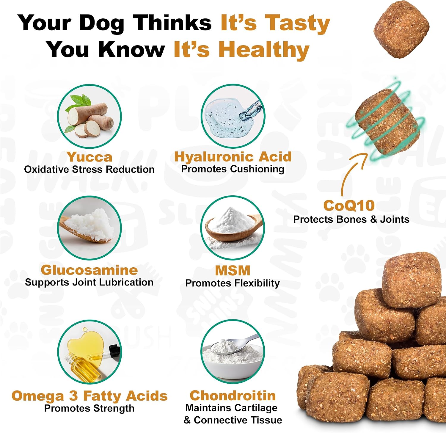 Doggie Dailies Hip & Joint Chews for Dogs, Chicken, All Breeds, 225 Count | Glucosamine & Chondroitin Supplement, Supports Joint Health & Mobility, Soft Chews for Dogs of All Breeds & Sizes