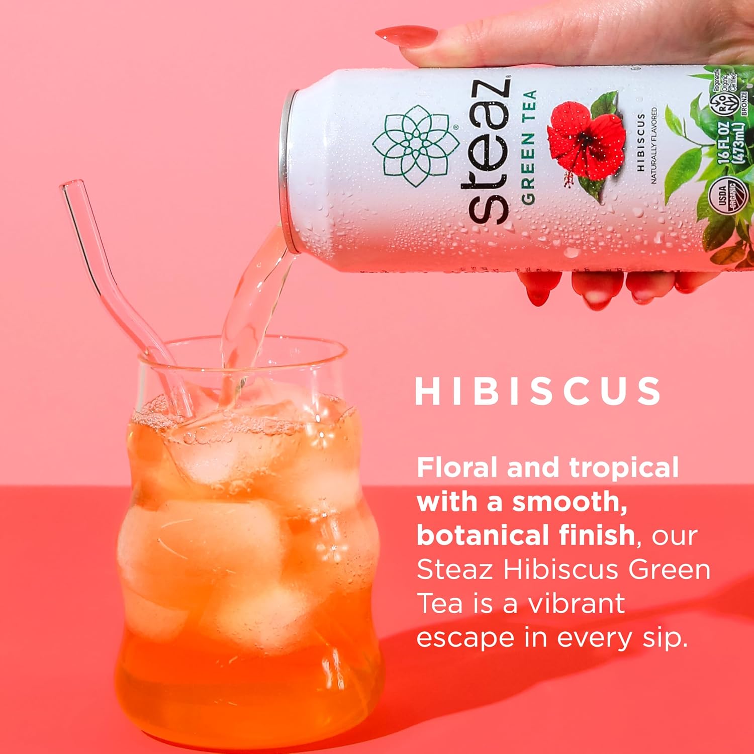 Steaz - Organic Green Tea - Peach (12 Pack) - 30mg Natural Caffeine, 70 Calories,Cane Sugar - Sweetened Iced Tea - Regenerative Organic Certified®️ - Vegan, Direct Trade - 12 Cans, 16 fl oz