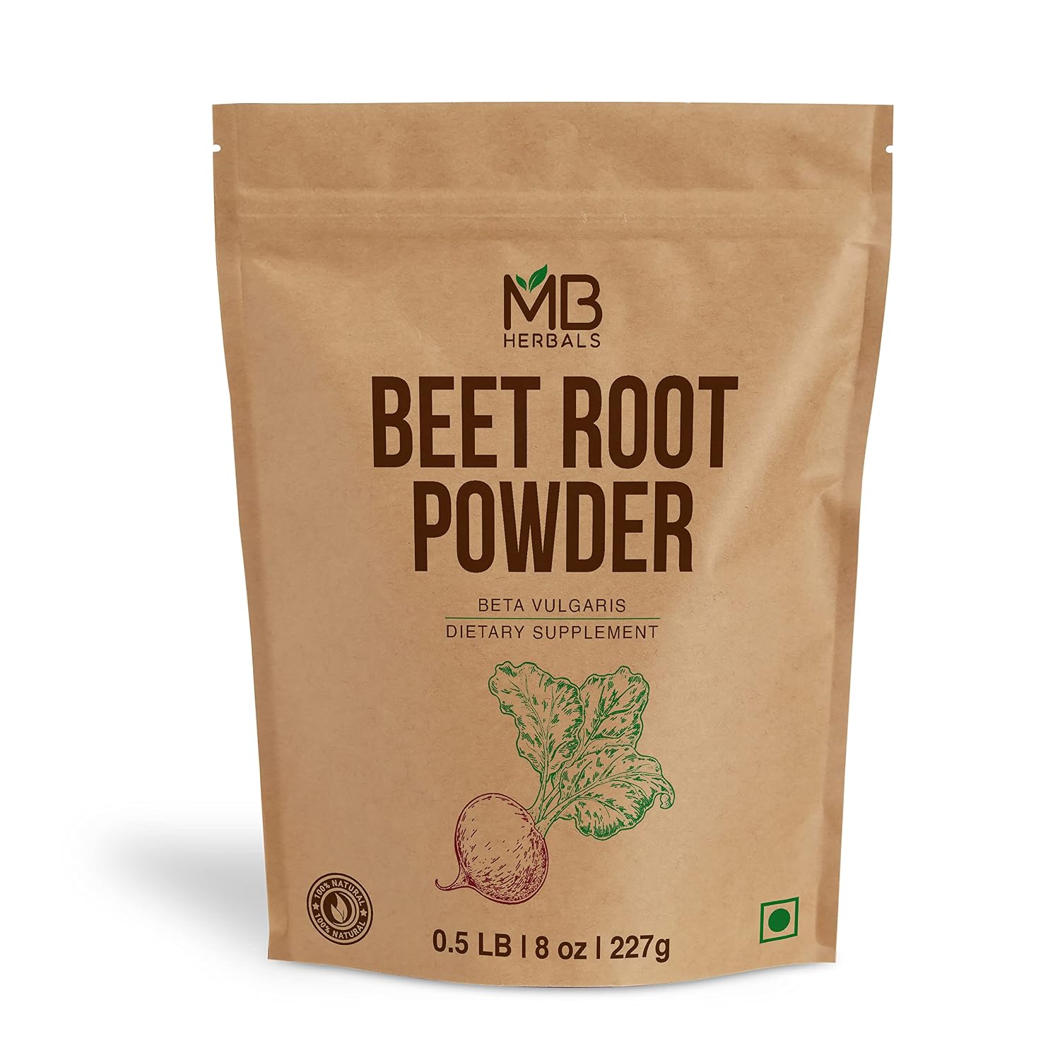 MB Herbals Beetroot Powder 8 oz (1/2 lb) | Non-GMO, Gluten-Free, Fine Beet Root Powder for Smoothies, Shakes & Baking | Vegan-Friendly