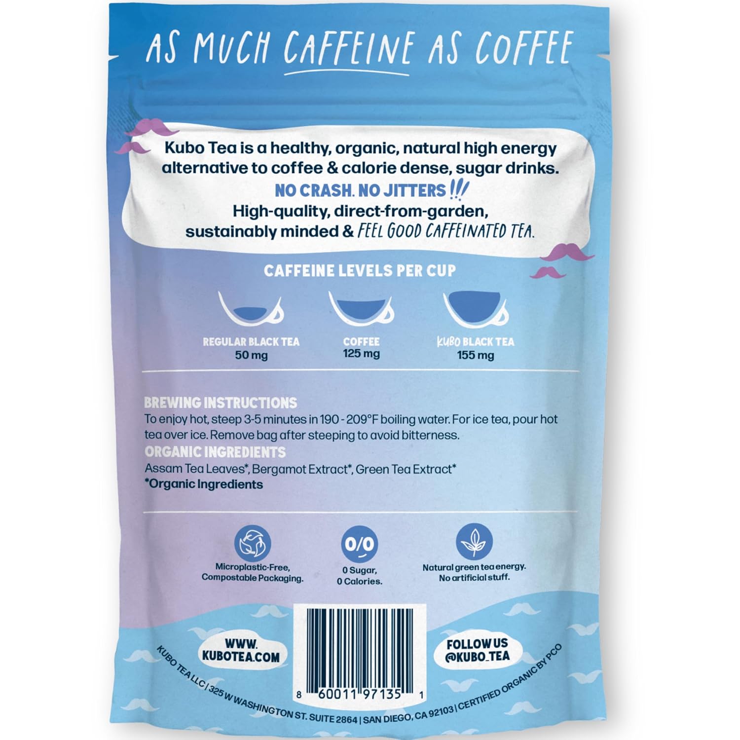 Kubo Energize Yerba Mate Tea, Organic High Caffeine Energy Tea Bags - 20 Ct