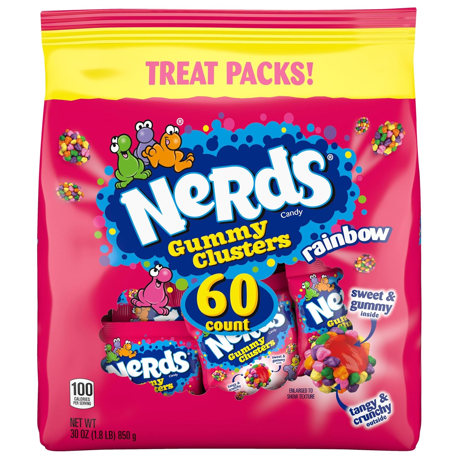 Nerds, Gummy Clusters Candy, Rainbow, Crunchy and Gummy, 8 Ounce