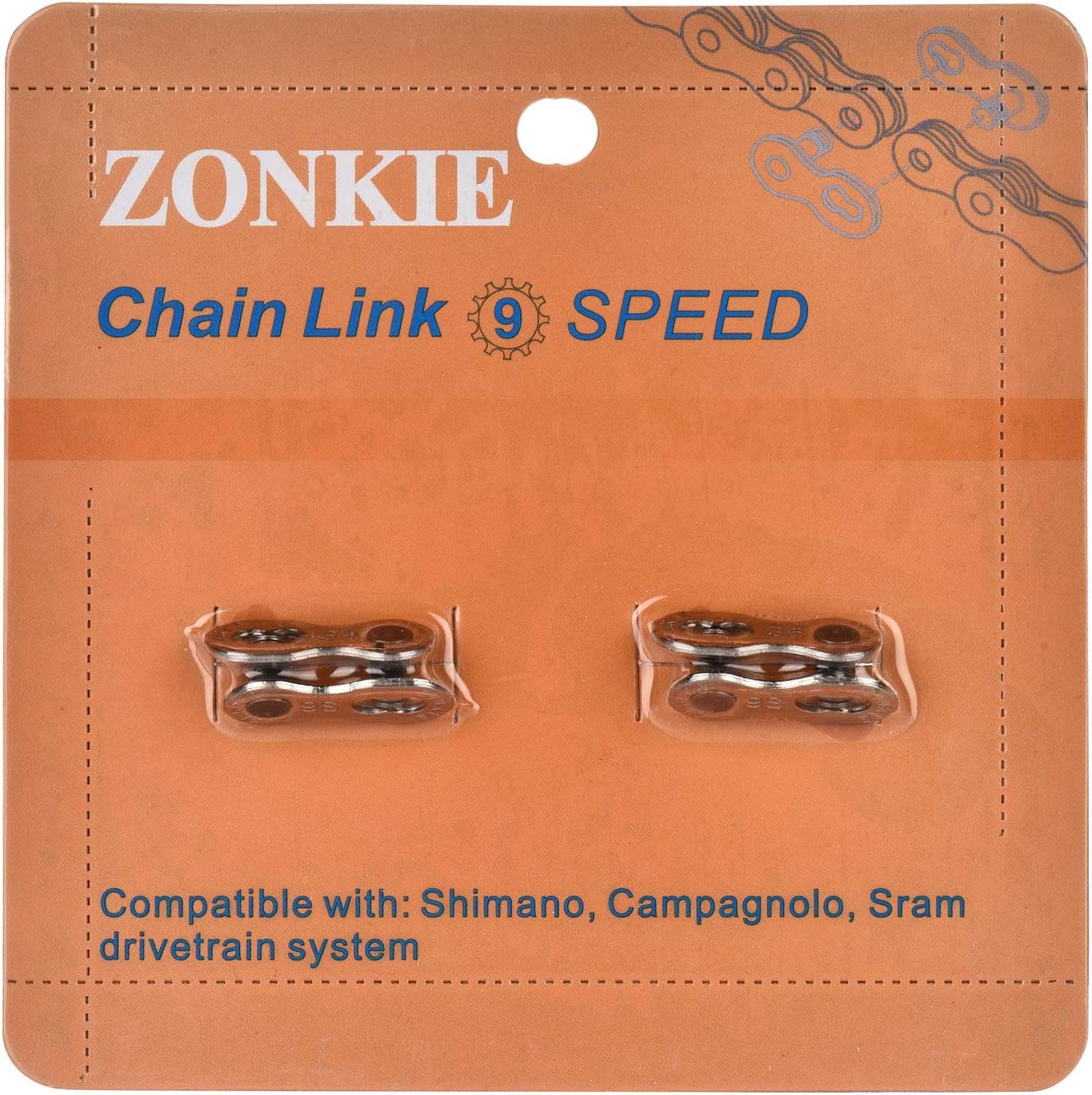 ZONKIE 9 Speed Removable Quick Split Chain Link in Silver x2