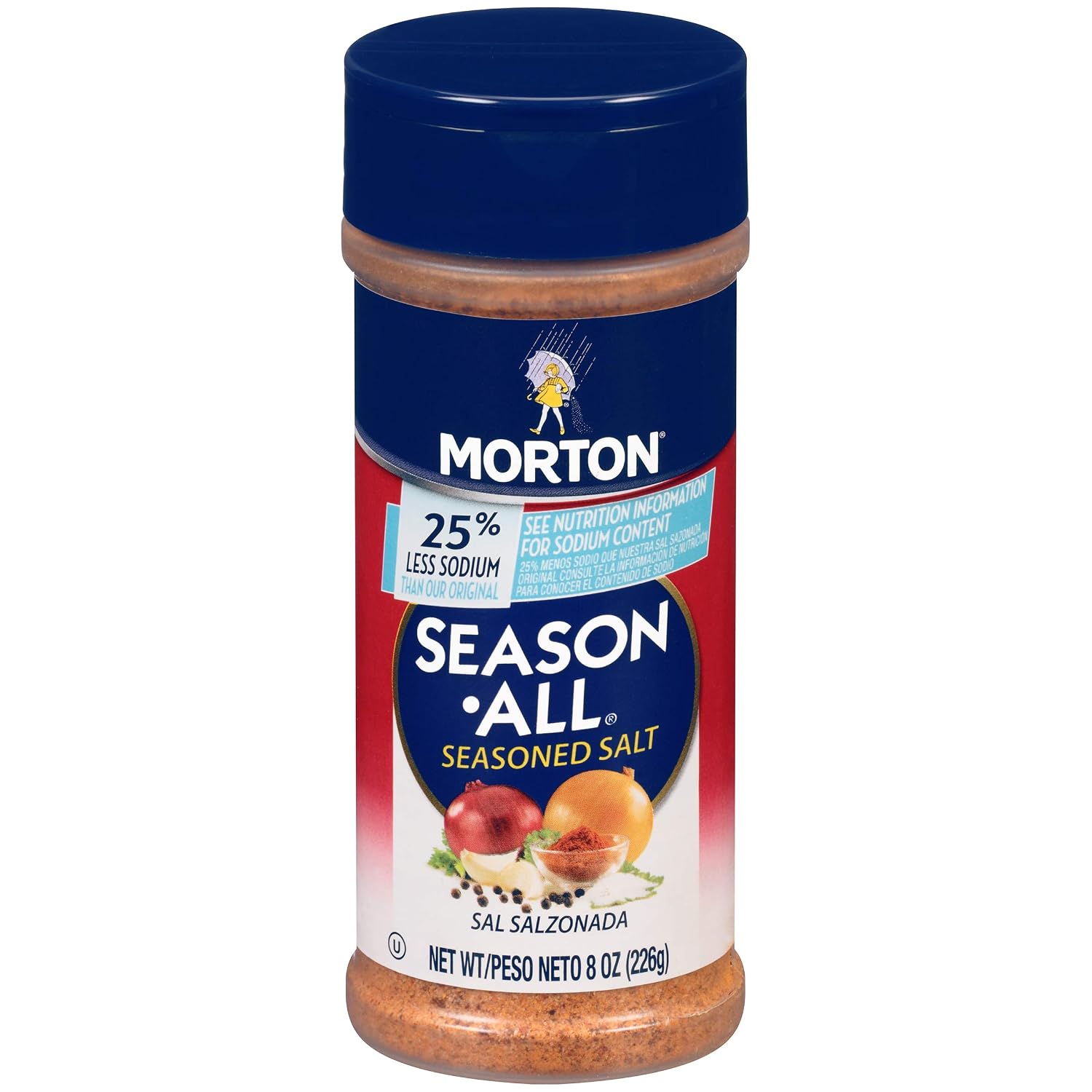 Morton Season-All Seasoned Salt, Less Sodium, 8 Ounce