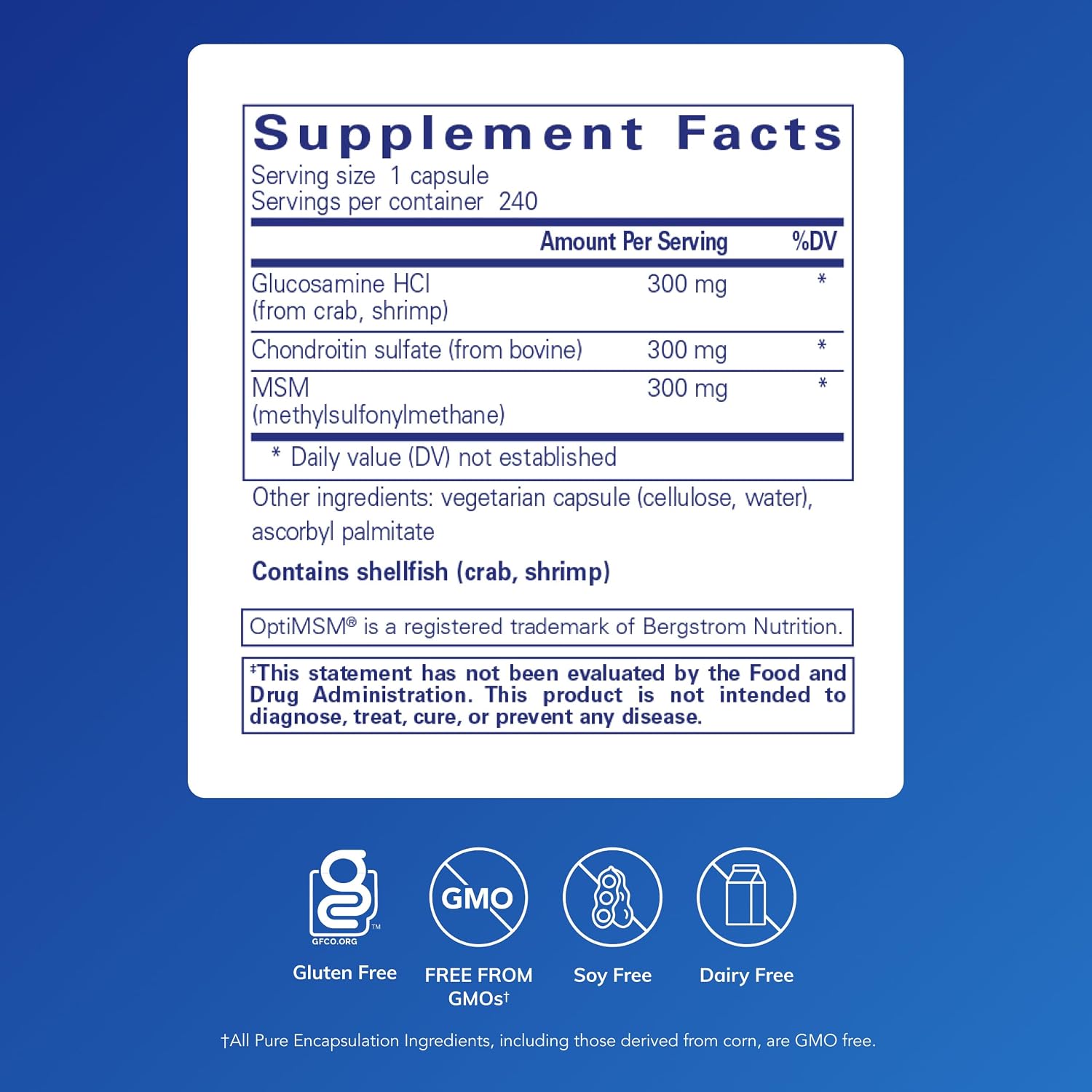 Pure Encapsulations Glucosamine Chondroitin with MSM - Supports Joint Health & Normal Cartilage Formation* - Maintains Enzyme Activity - Gluten-Free & Non-GMO - 60 Capsules | Supports Joint Health and Normal Cartilage Formation*, Maintains Enzyme Activit…