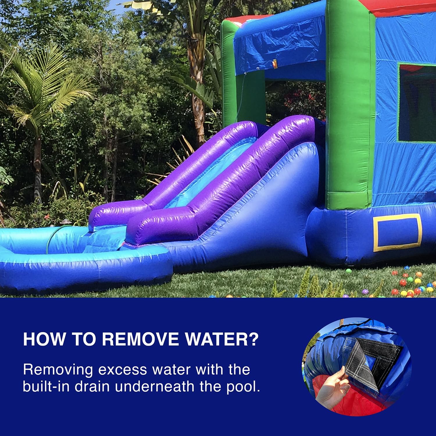 JumpOrange 25x13ft Octopus Commercial 15oz PVC Bouncer Slide Combo with Pool