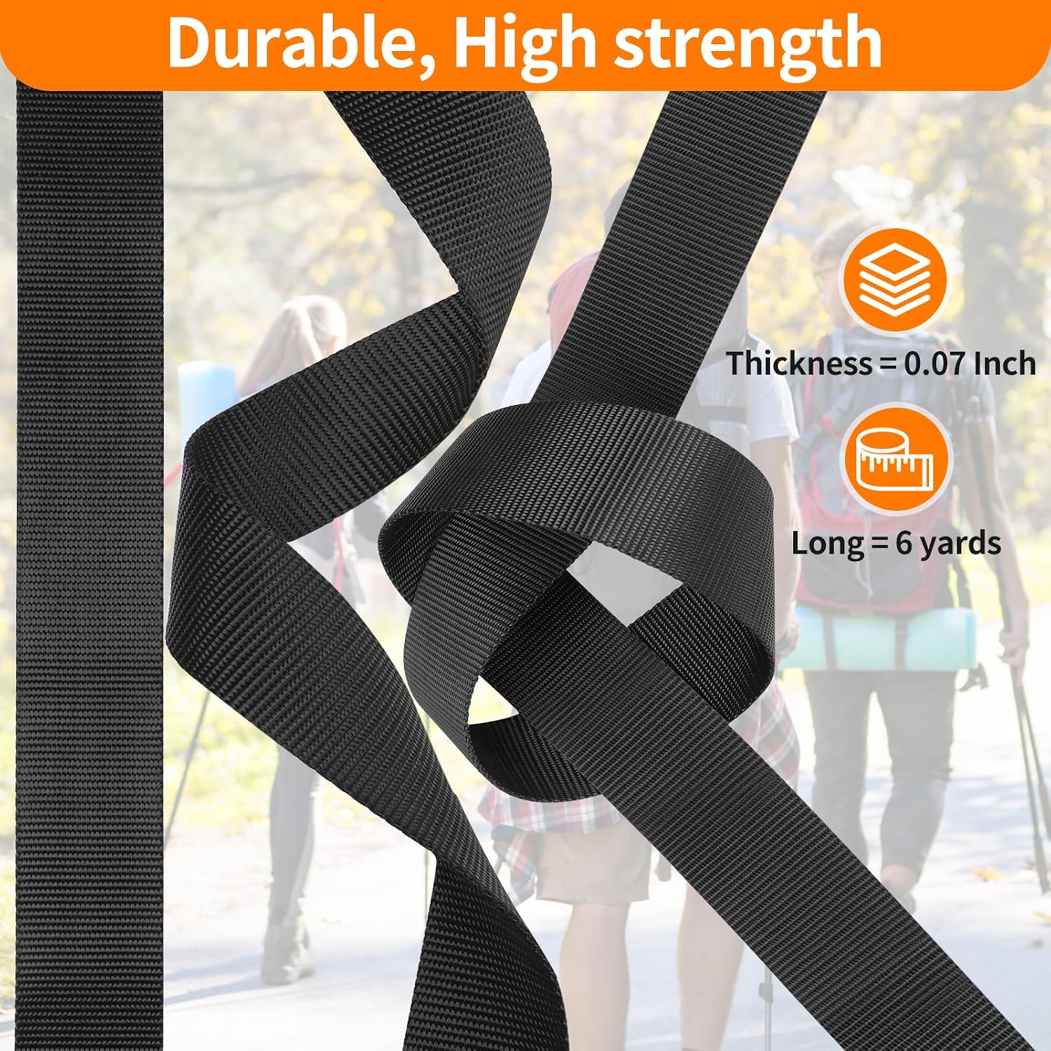 BEYOURD Buckles and Straps Set 1": 6 Yards of Thick Nylon Webbing, 6-Pack Heavy Duty Adjustable Quick Side Release Plastic Buckles
