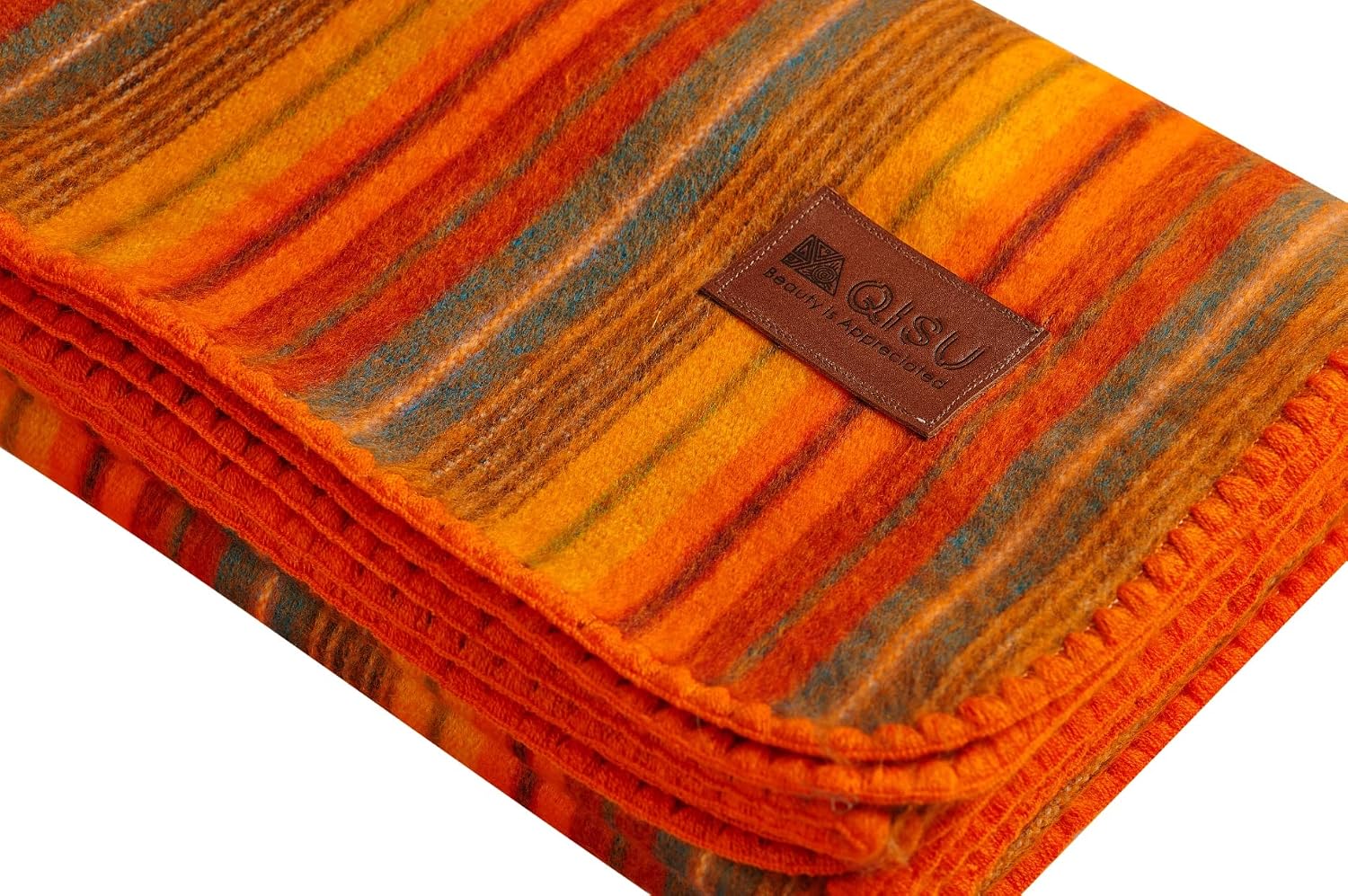 QISU Alpaca Wool Blanket Throw | Large, Beautiful, Warm, Variegated | 85 x 65 inches | Ultra-Soft, Hypoallergenic and Breathable | Non-Itchy or Scratchy Fabric (Green Variegated)