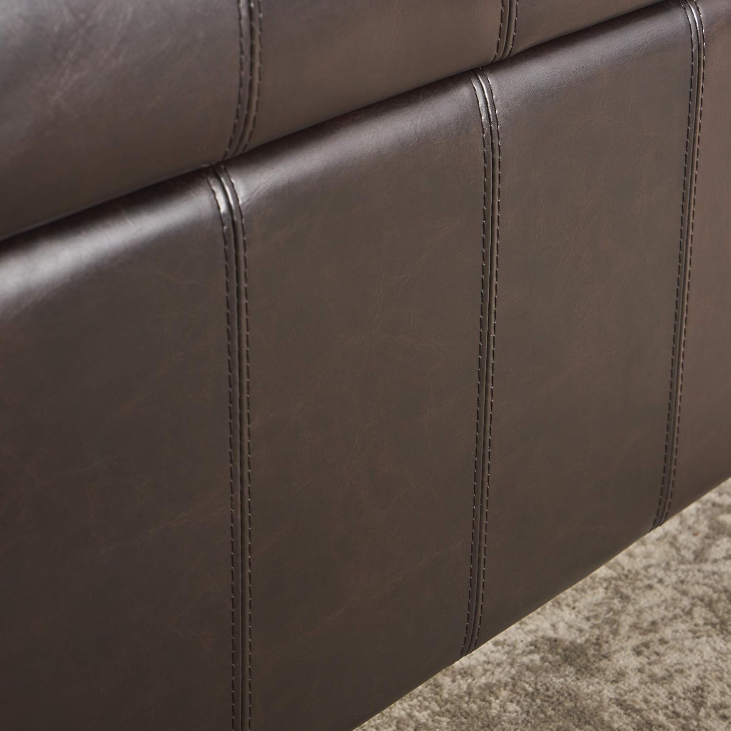 Christopher Knight Home Alexandria Bonded Leather Storage Ottoman, Marbled Brown , 31” x 31”x 18.6”