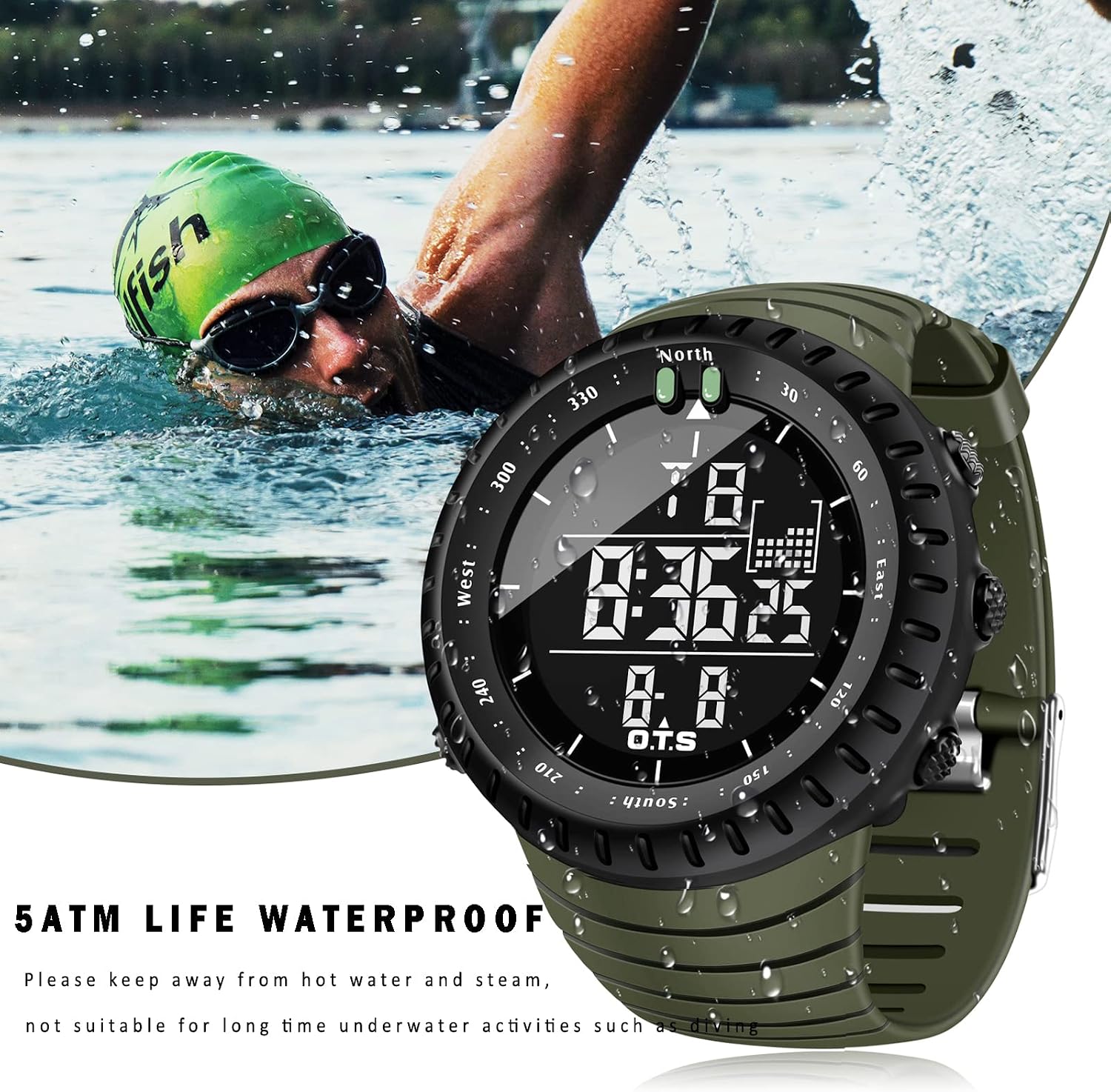 PALADA Men's Digital Sports Watch Waterproof Tactical Watch with LED Backlight Watches for Men