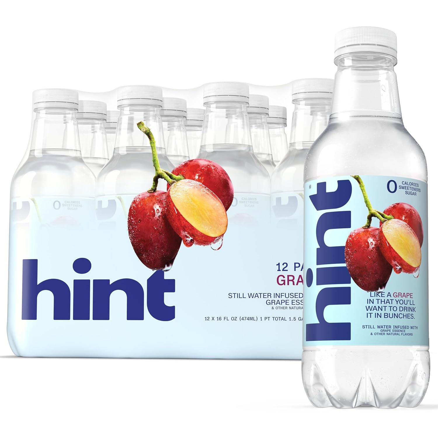Hint Flavored Water Zero Sugar 0 Calories - Pineapple 16 FL Oz (12 pack) | Crisp, refreshing water, fruit flavors. 0 calories, 0 sugar, 0 sweeteners. Hydration for wellness. Gluten-free, Kosher, Vegan