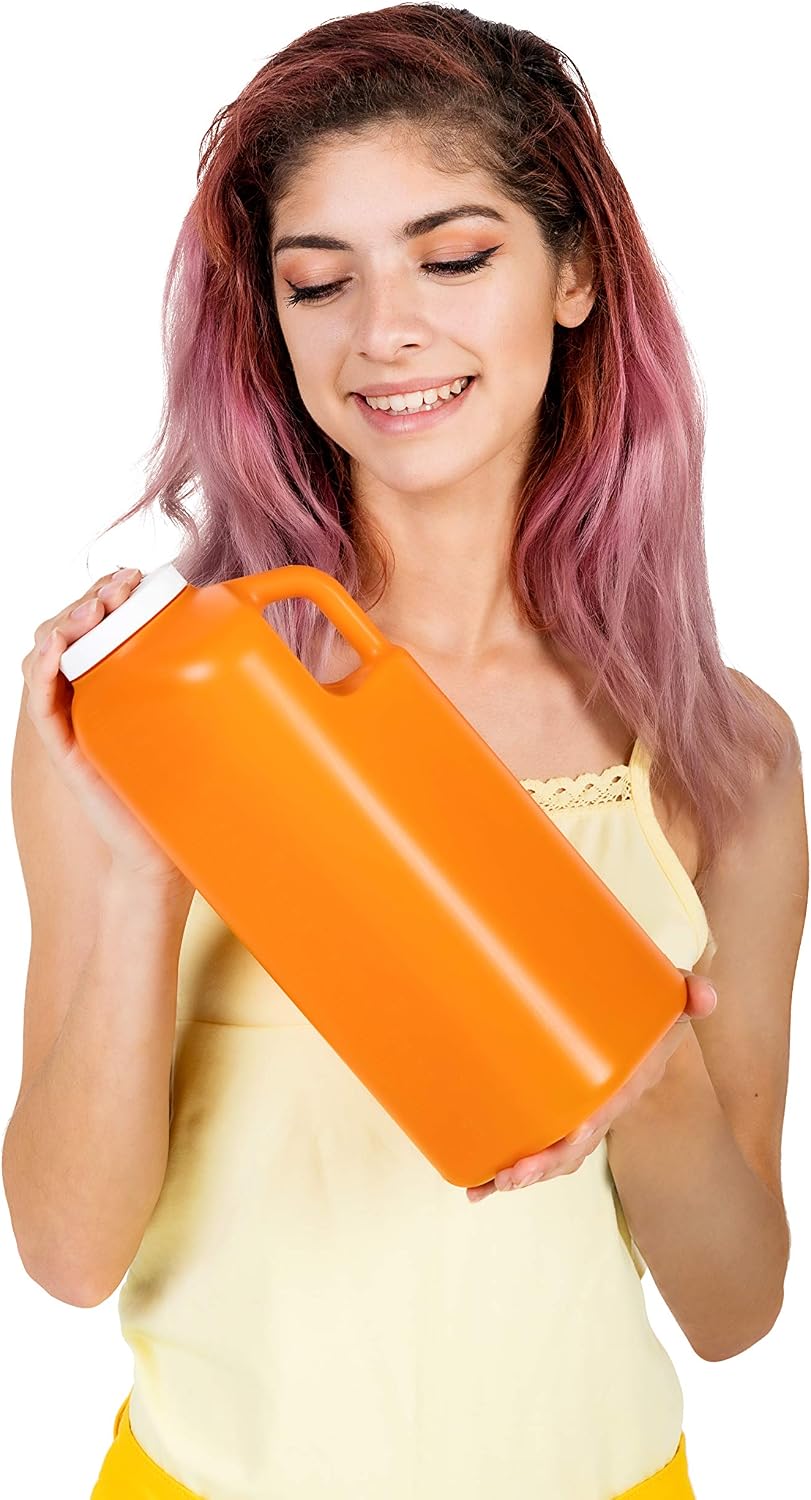 Large Male Urinal with Leak Proof Screw Cap Lid (3000 mL or 101 oz.) (Amber Color)