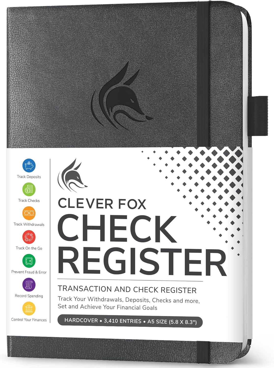 Clever Fox Check Register Book, Checkbook Ledger, 5.8x8.3 Purple