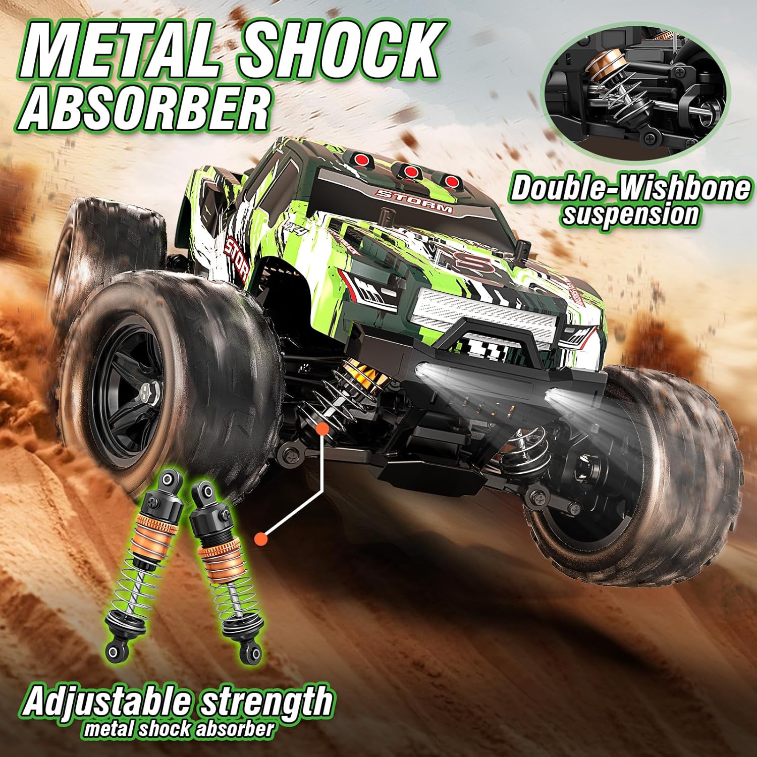 1:18 All Terrain RC Car for Adults & Boys (HS18-05), 4WD Off-Road RC Truck High Speed Fast 40+ KPH