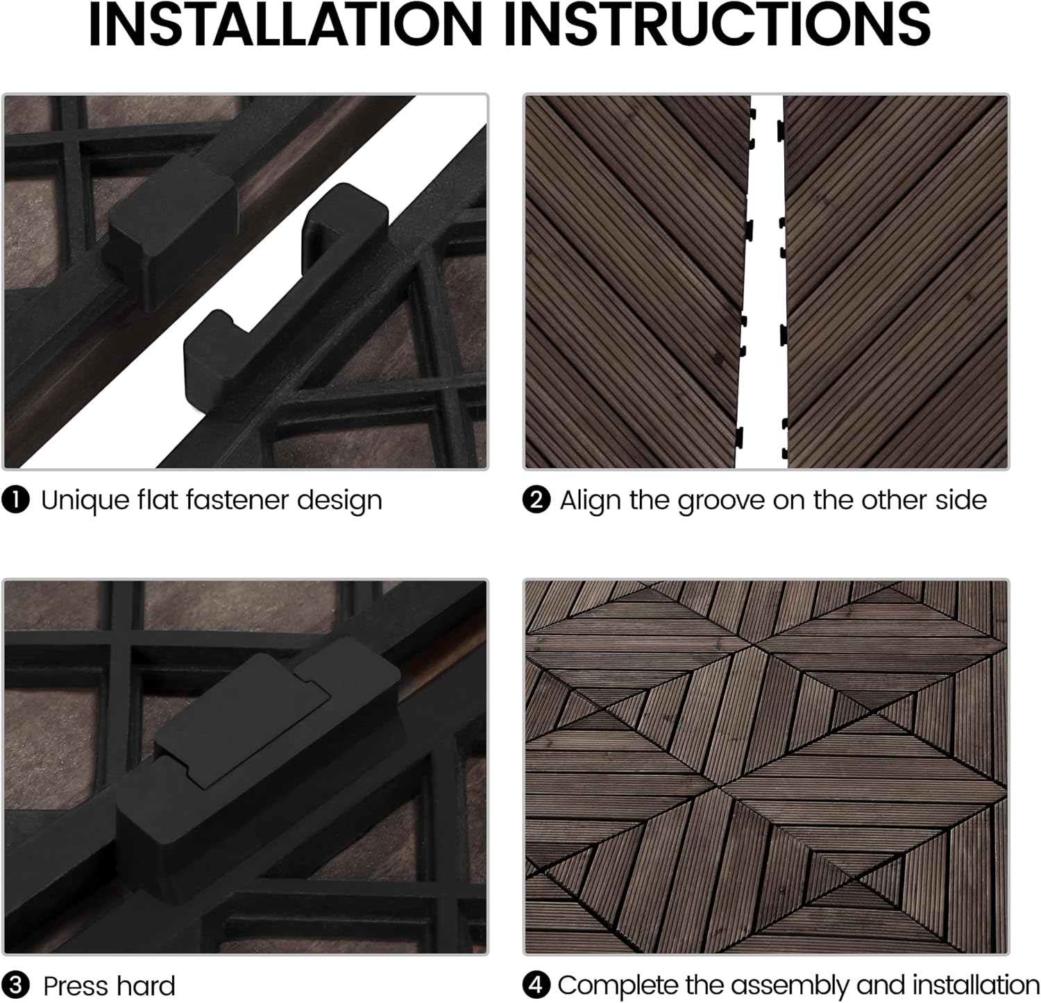 Topeakmart 27PCS Interlocking Deck Tiles 12x12 Patio Flooring, Brown