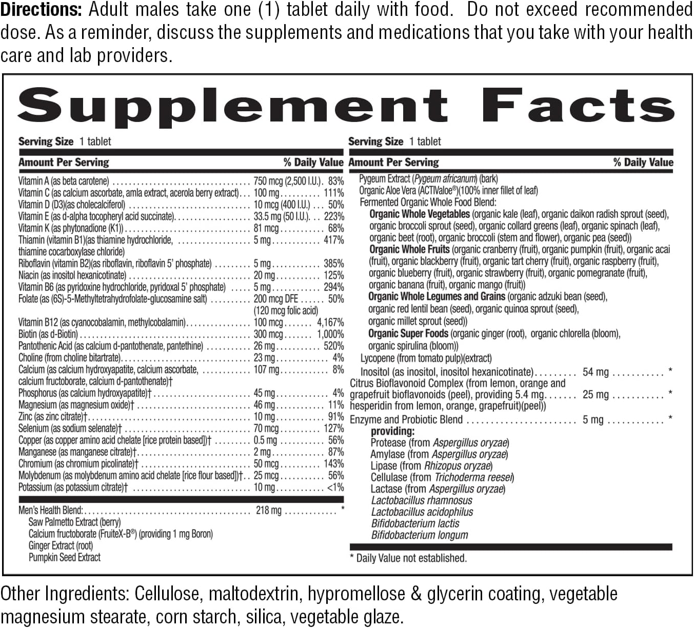Country Life Core Daily-1 Multivitamin for Men with Probiotics, 60 Tablets | Supports energy metabolism
