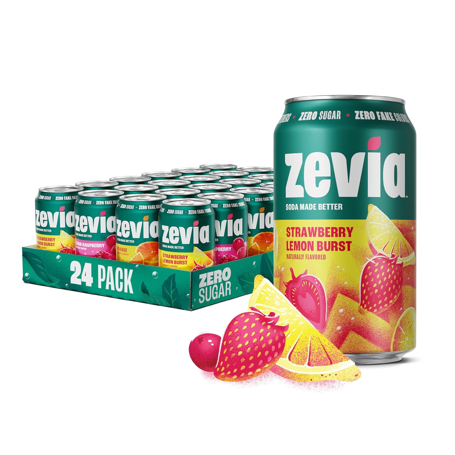 Zevia Zero Sugar Soda, Orange Creamsicle, 12 oz Cans (24-Pack) – Caffeine Free, Naturally Sweetened, No Calorie Soda - Non-GMO Project Verified, Gluten-Free, Vegan