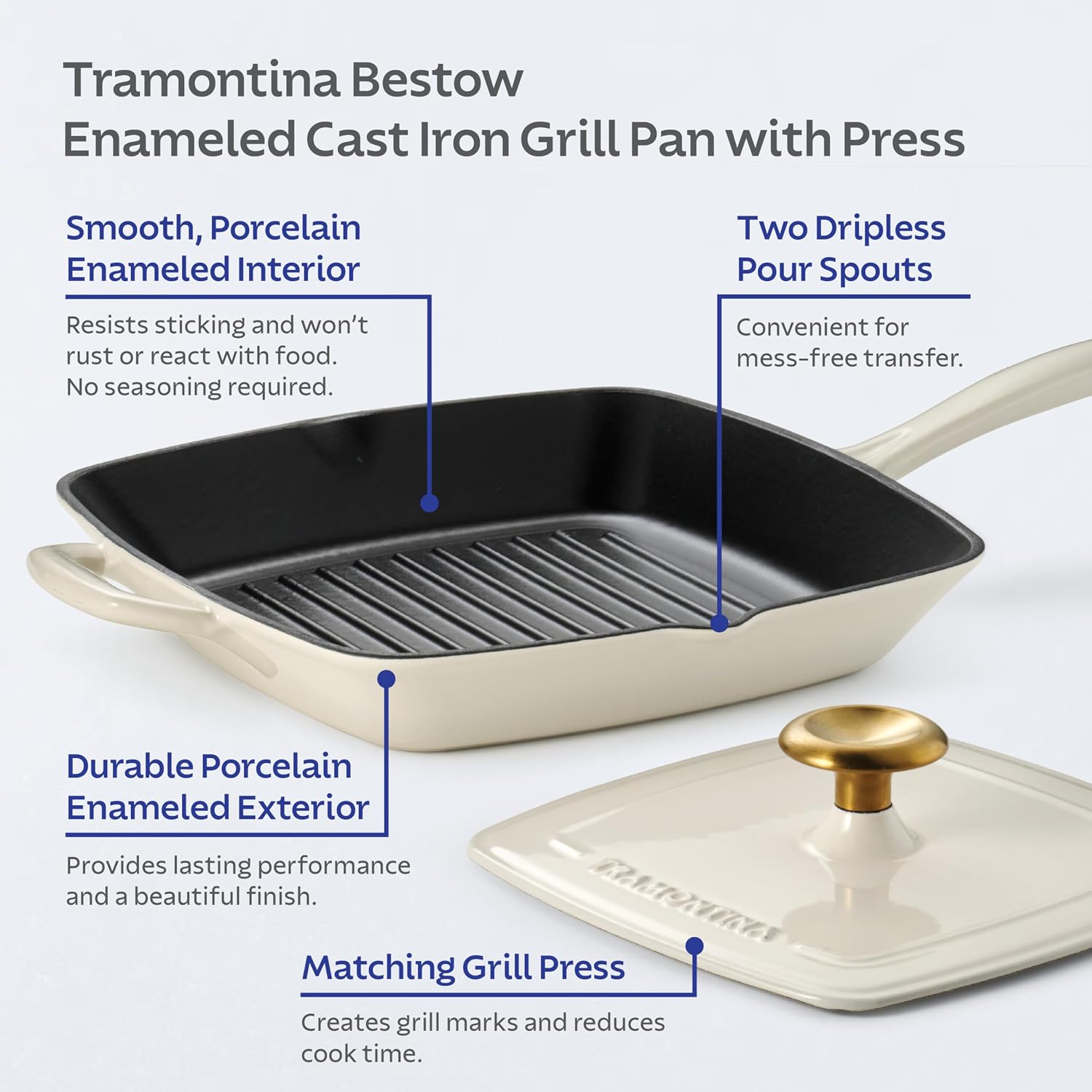 Tramontina Bestow Enameled Cast Iron 10-Inch Skillet, Blue | Perfect Pan for Frying, Searing, and Oven-to-Table Cooking