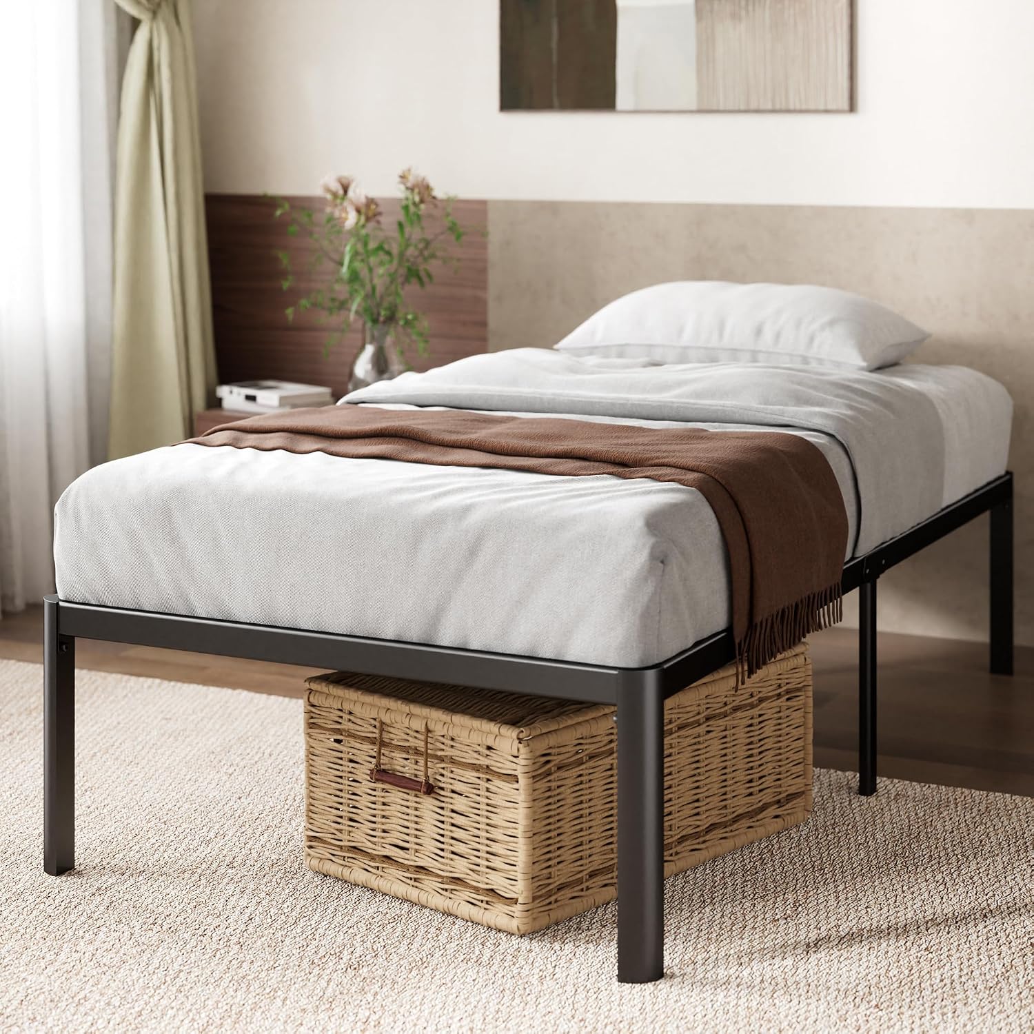 ZINUS Van 16 Inch Metal Platform Bed Frame / Steel Slat Support / No Box Spring Needed / Easy Assembly, Full